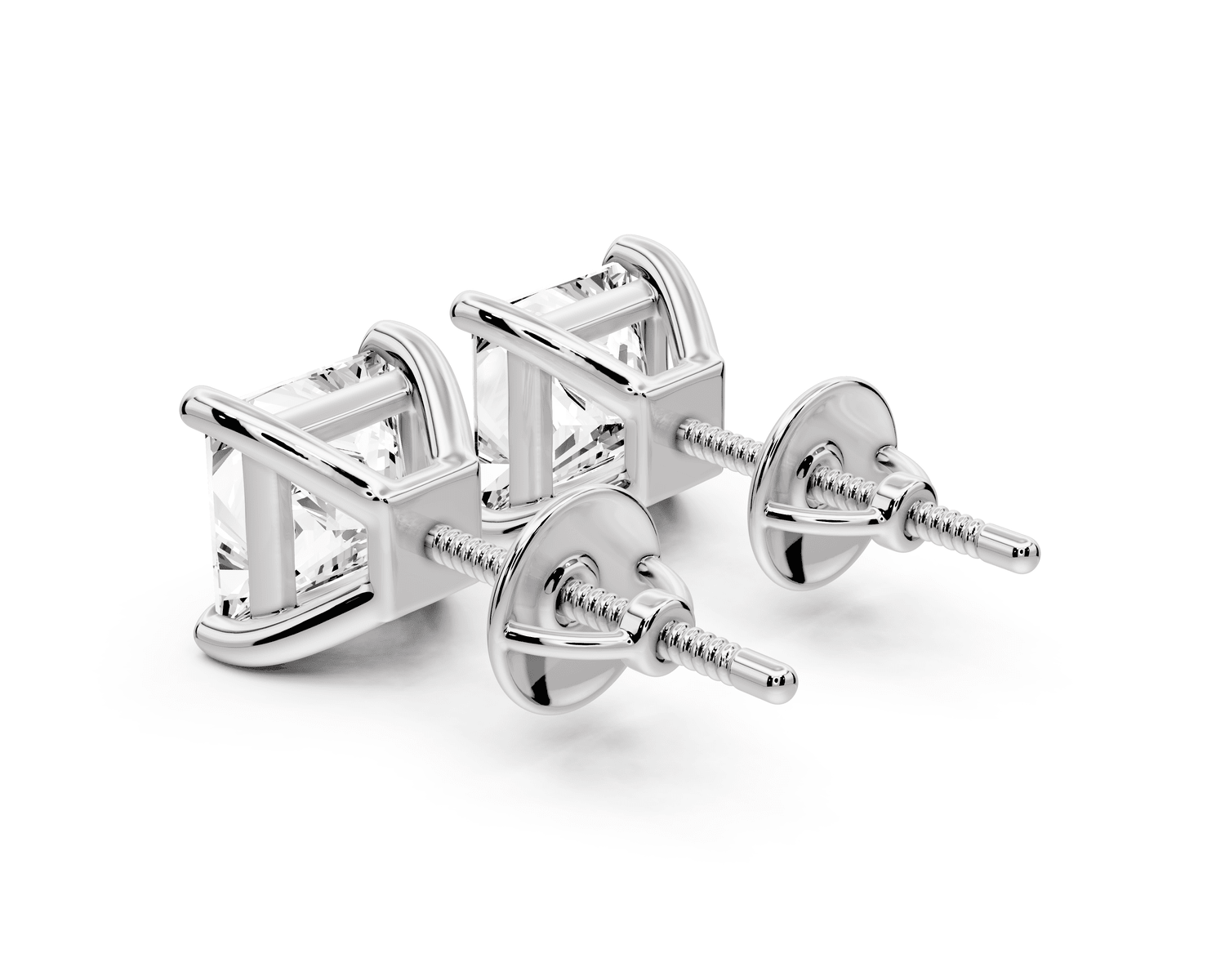 Este - 3ct 14k white gold Princess - Cut Diamond Stud Earrings - Mr. Alex Jewelry
