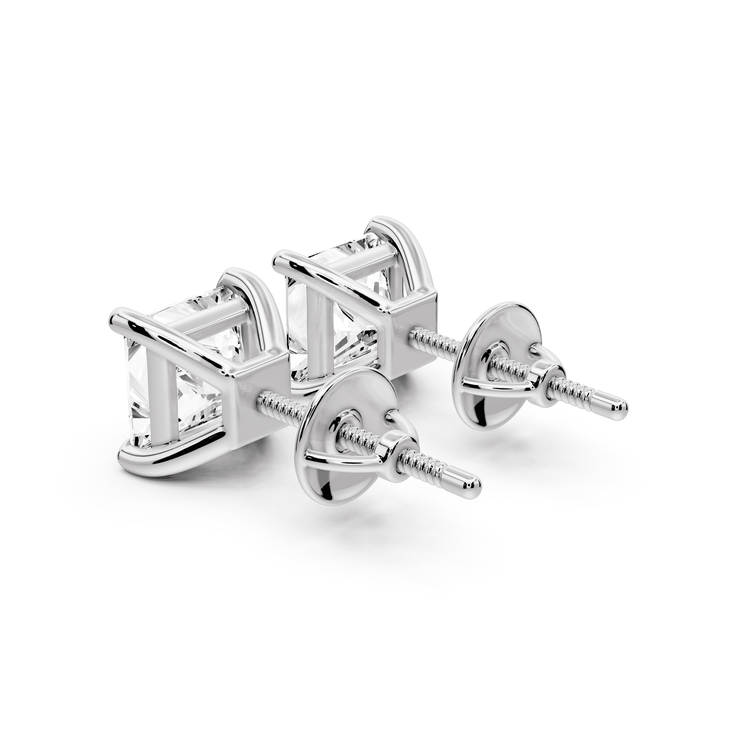 Este - 3ct 14k white gold Princess - Cut Diamond Stud Earrings - Mr. Alex Jewelry