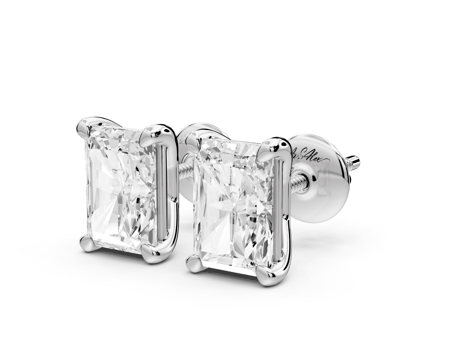 Este - 3ct 14k white gold Radiant - Cut Diamond Stud Earrings - Mr. Alex Jewelry