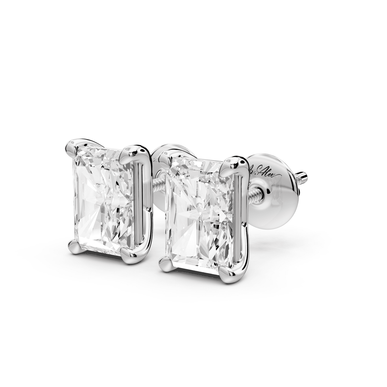 Este - 3ct 14k white gold Radiant - Cut Diamond Stud Earrings - Mr. Alex Jewelry