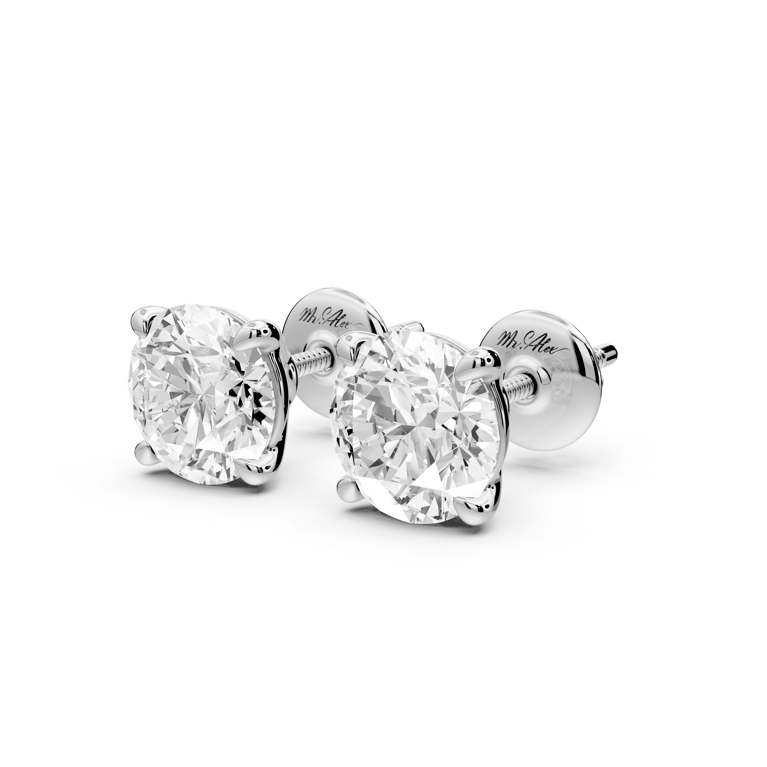 Este - 3ct 14k white gold Round - Cut Diamond Stud Earrings - Mr. Alex Jewelry