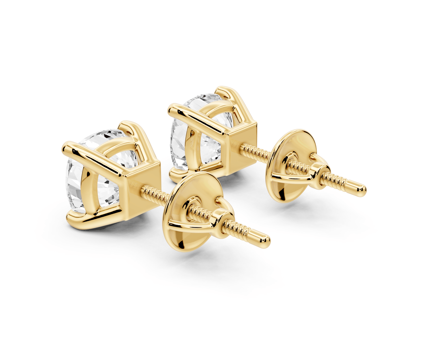Este - 3ct 14k yellow gold Cushion - Cut Diamond Stud Earrings - Mr. Alex Jewelry