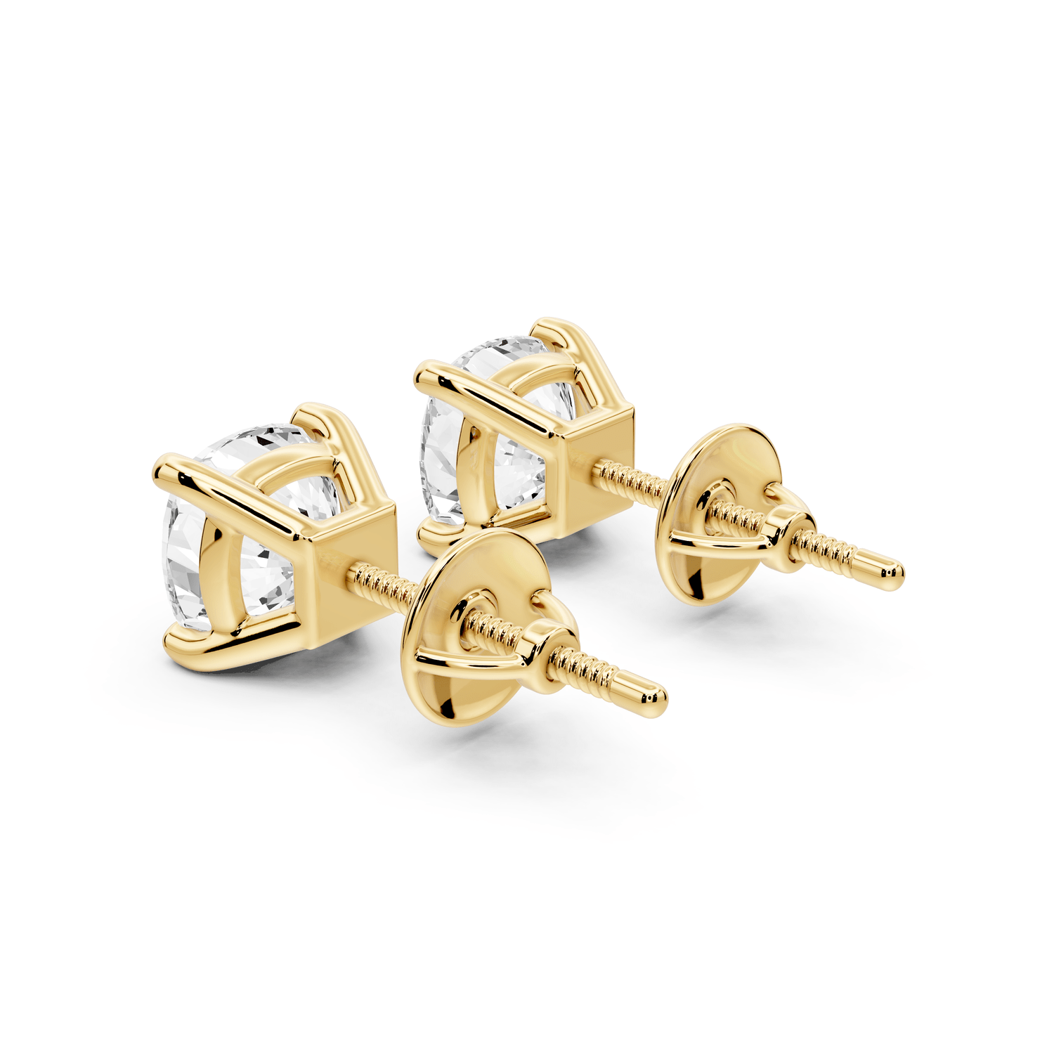 Este - 3ct 14k yellow gold Cushion - Cut Diamond Stud Earrings - Mr. Alex Jewelry