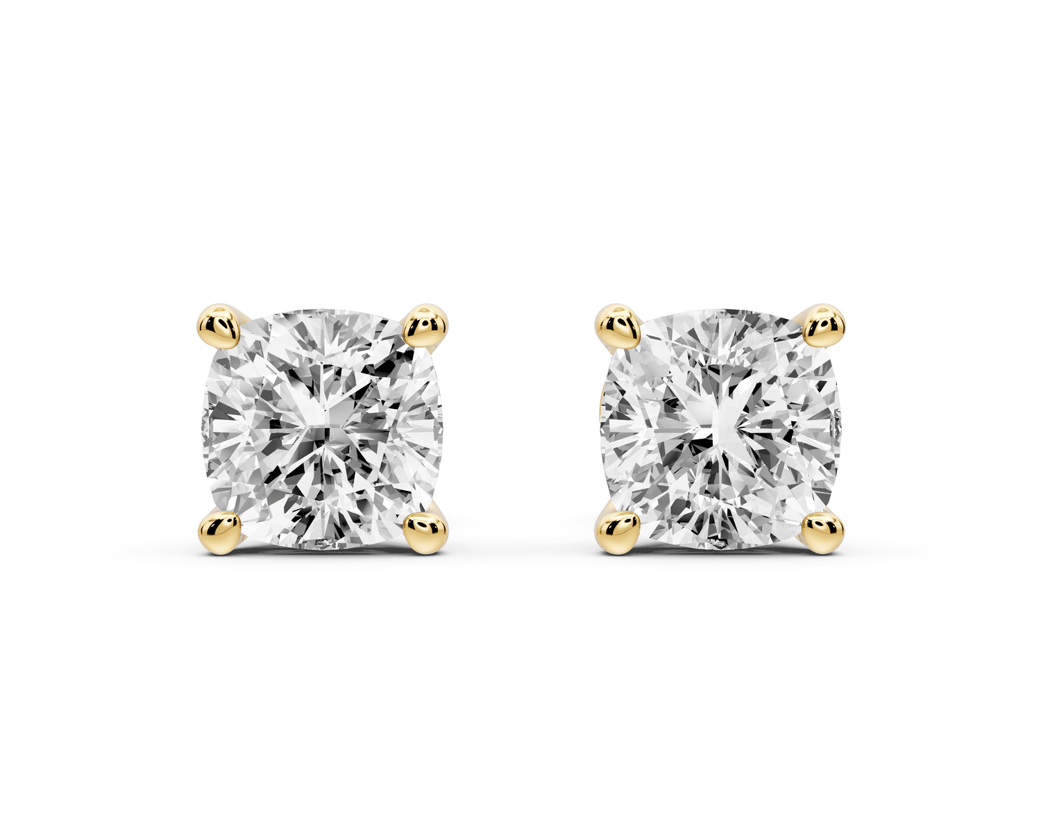Este - 3ct 14k yellow gold Cushion - Cut Diamond Stud Earrings - Mr. Alex Jewelry