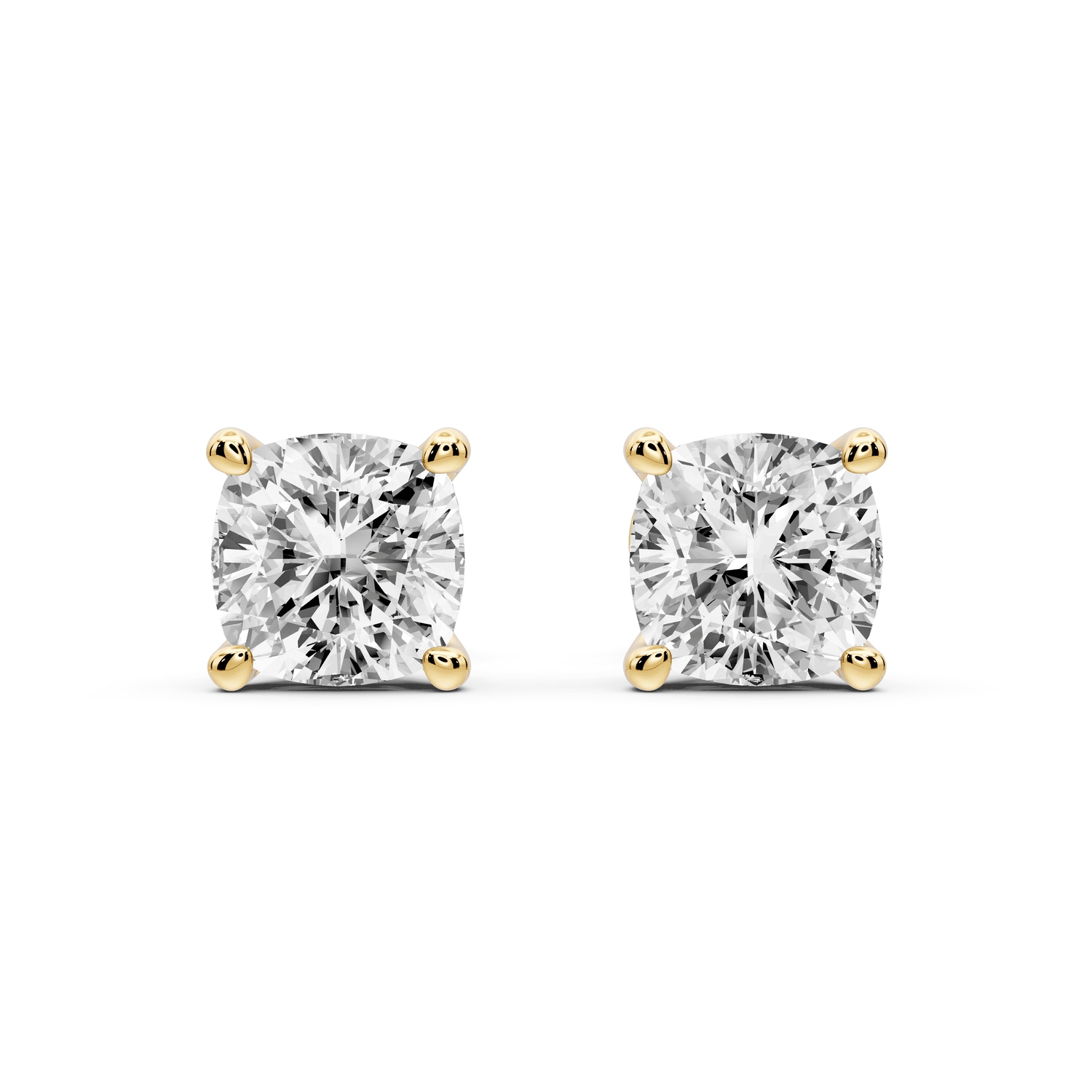 Este - 3ct 14k yellow gold Cushion - Cut Diamond Stud Earrings - Mr. Alex Jewelry
