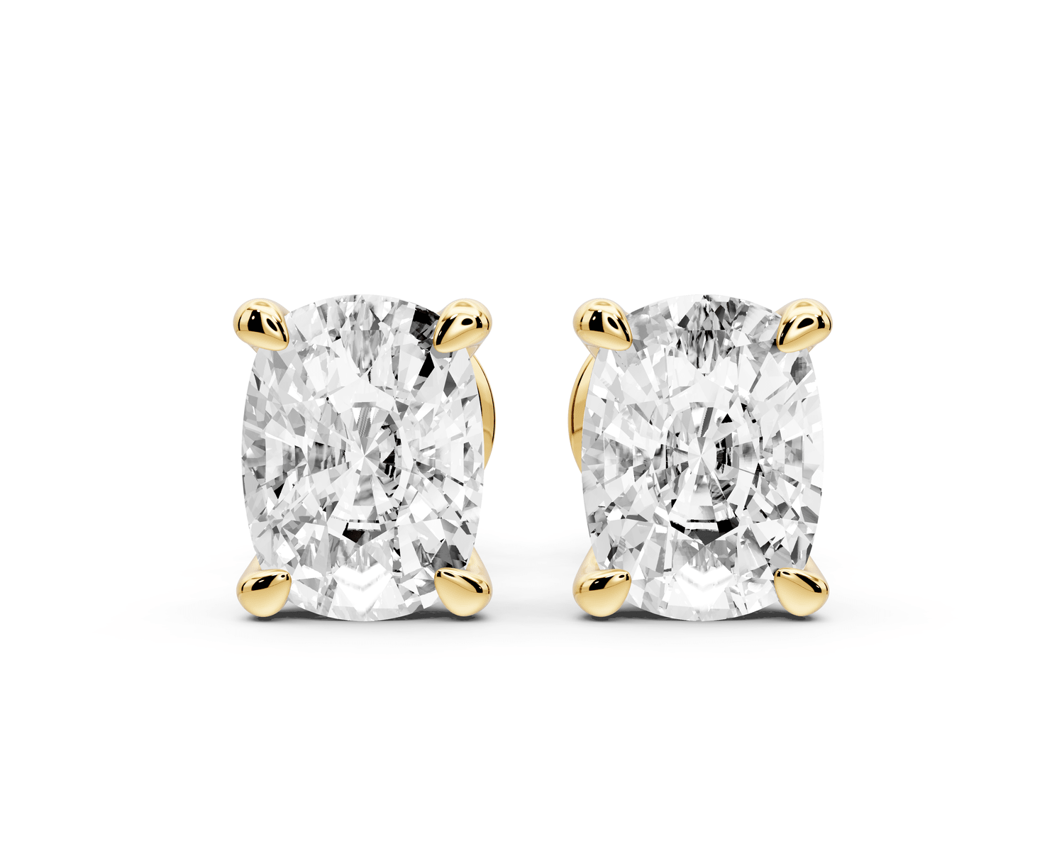 Este - 3ct 14k yellow gold Elgcushion - Cut Diamond Stud Earrings - Mr. Alex Jewelry