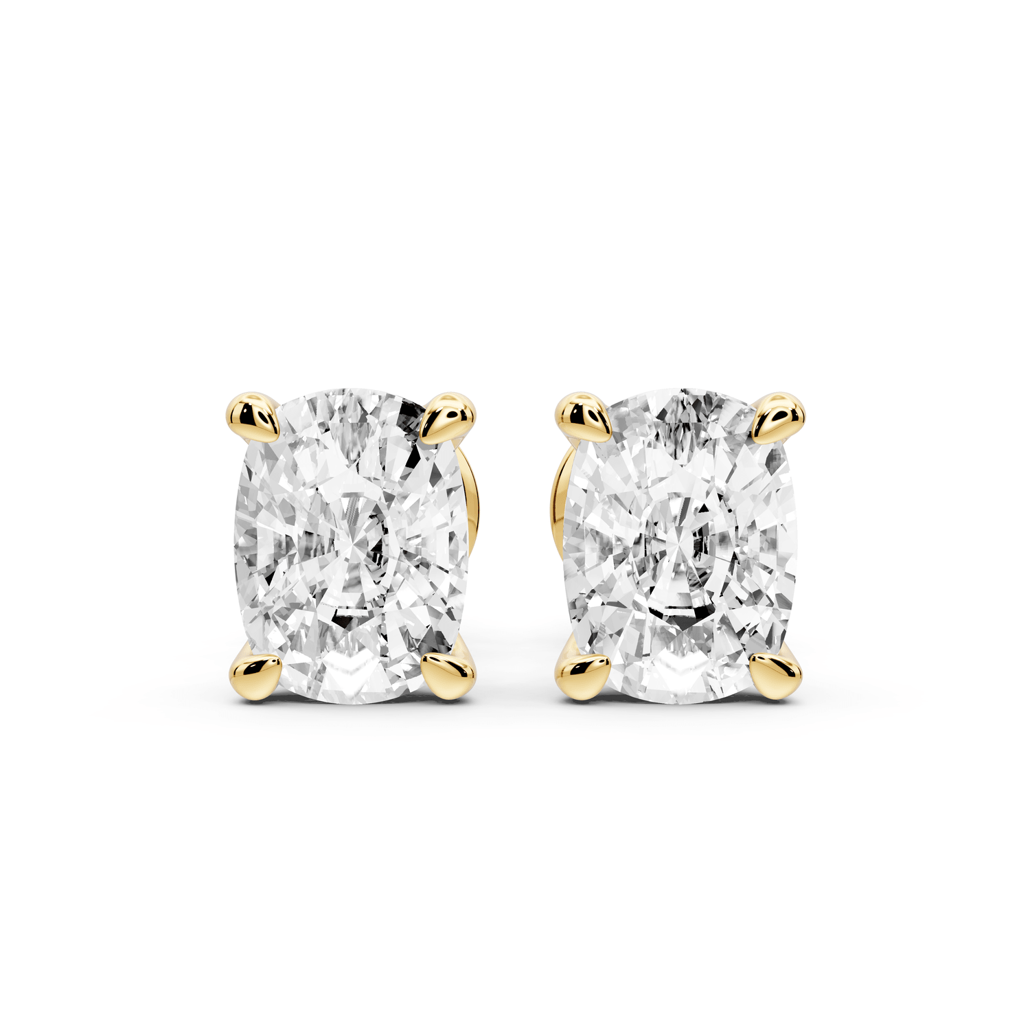 Este - 3ct 14k yellow gold Elgcushion - Cut Diamond Stud Earrings - Mr. Alex Jewelry