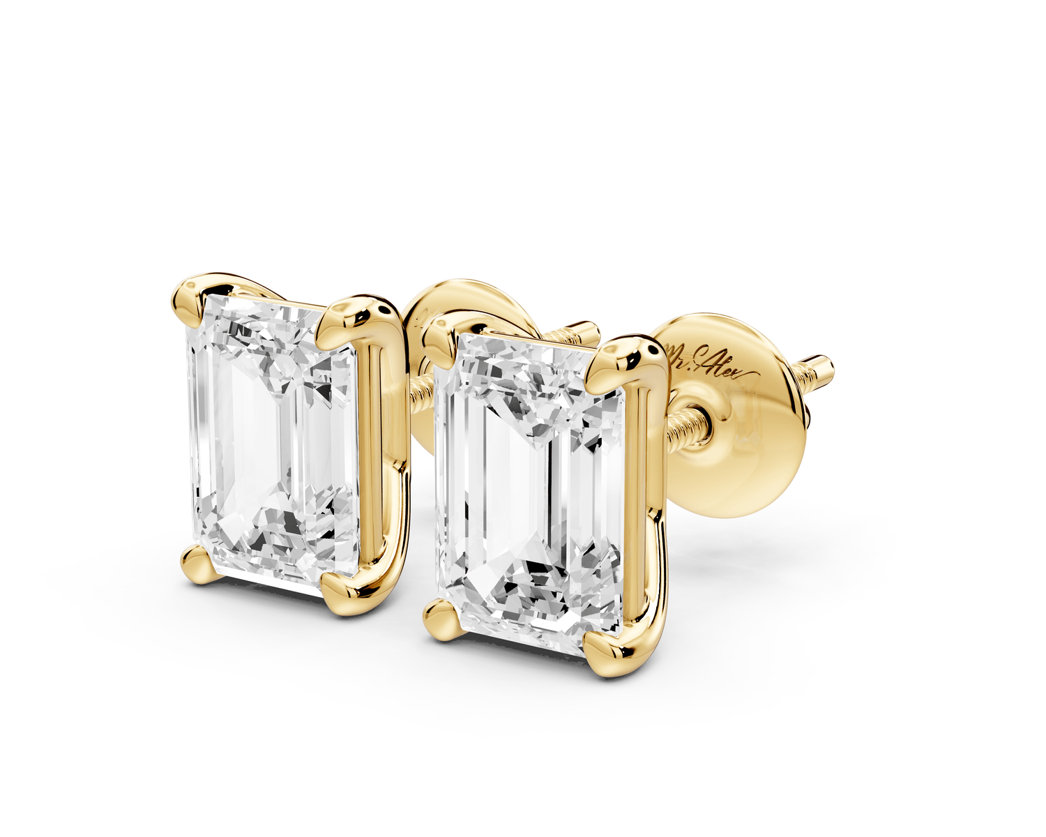 Este - 3ct 14k yellow gold Emerald - Cut Diamond Stud Earrings - Mr. Alex Jewelry