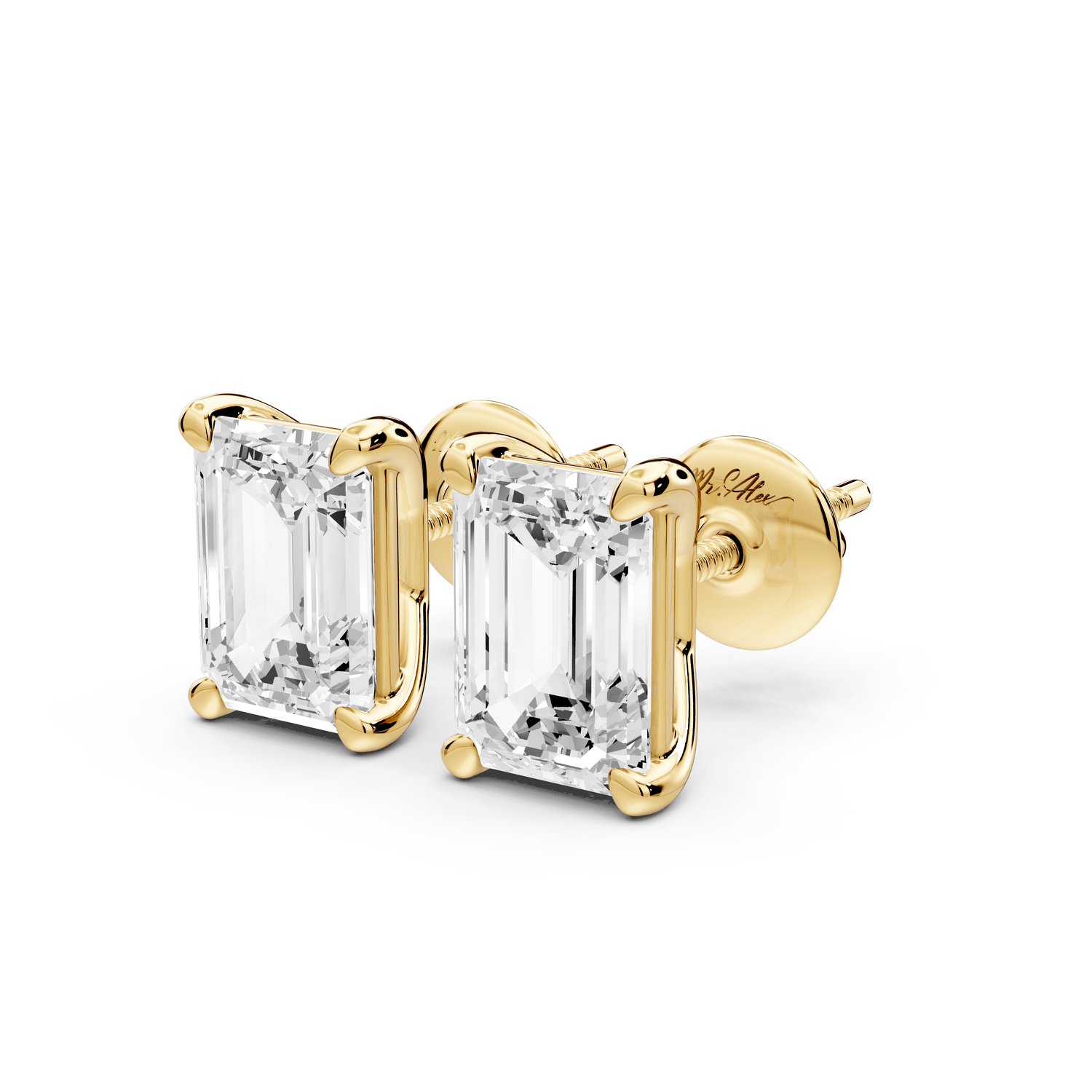 Este - 3ct 14k yellow gold Emerald - Cut Diamond Stud Earrings - Mr. Alex Jewelry