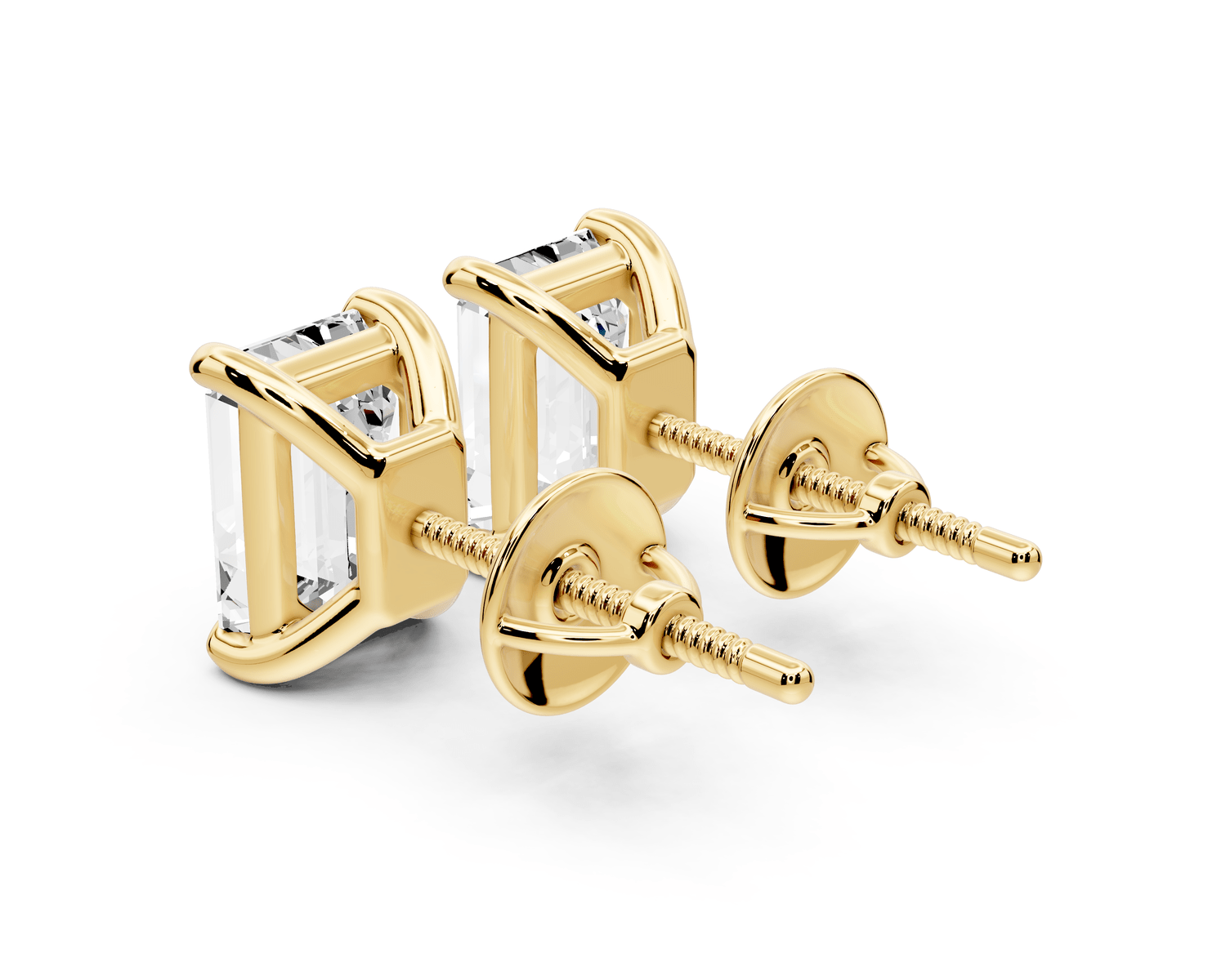 Este - 3ct 14k yellow gold Emerald - Cut Diamond Stud Earrings - Mr. Alex Jewelry