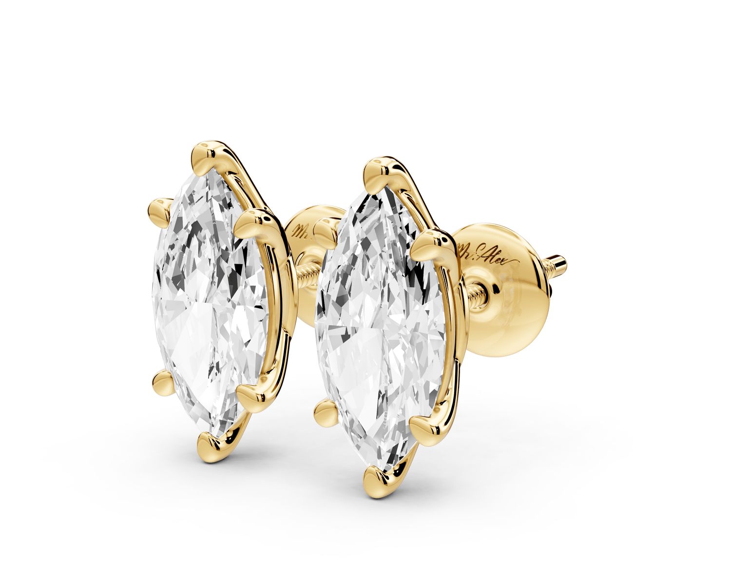 Este - 3ct 14k yellow gold Marquise - Cut Diamond Stud Earrings - Mr. Alex Jewelry
