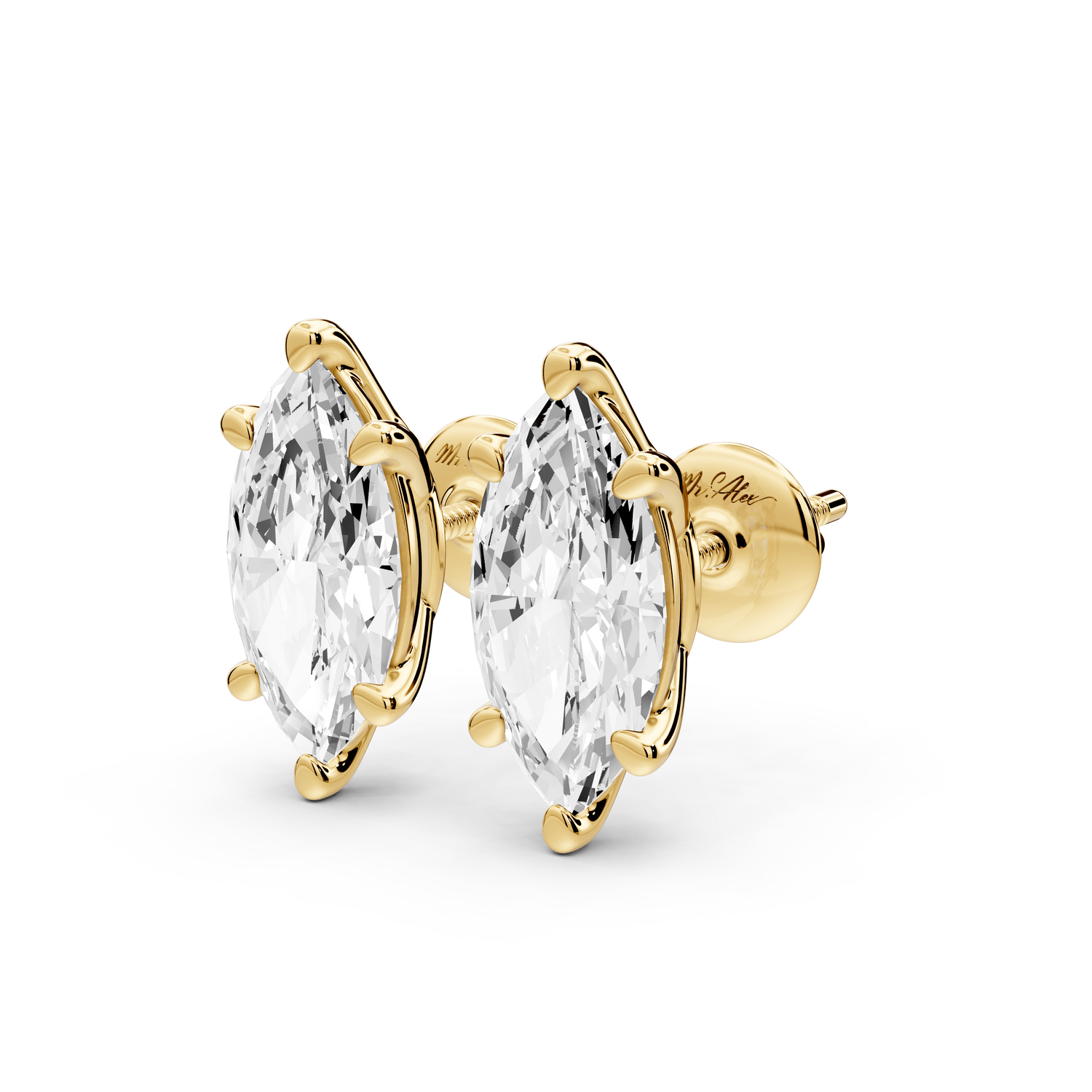 Este - 3ct 14k yellow gold Marquise - Cut Diamond Stud Earrings - Mr. Alex Jewelry
