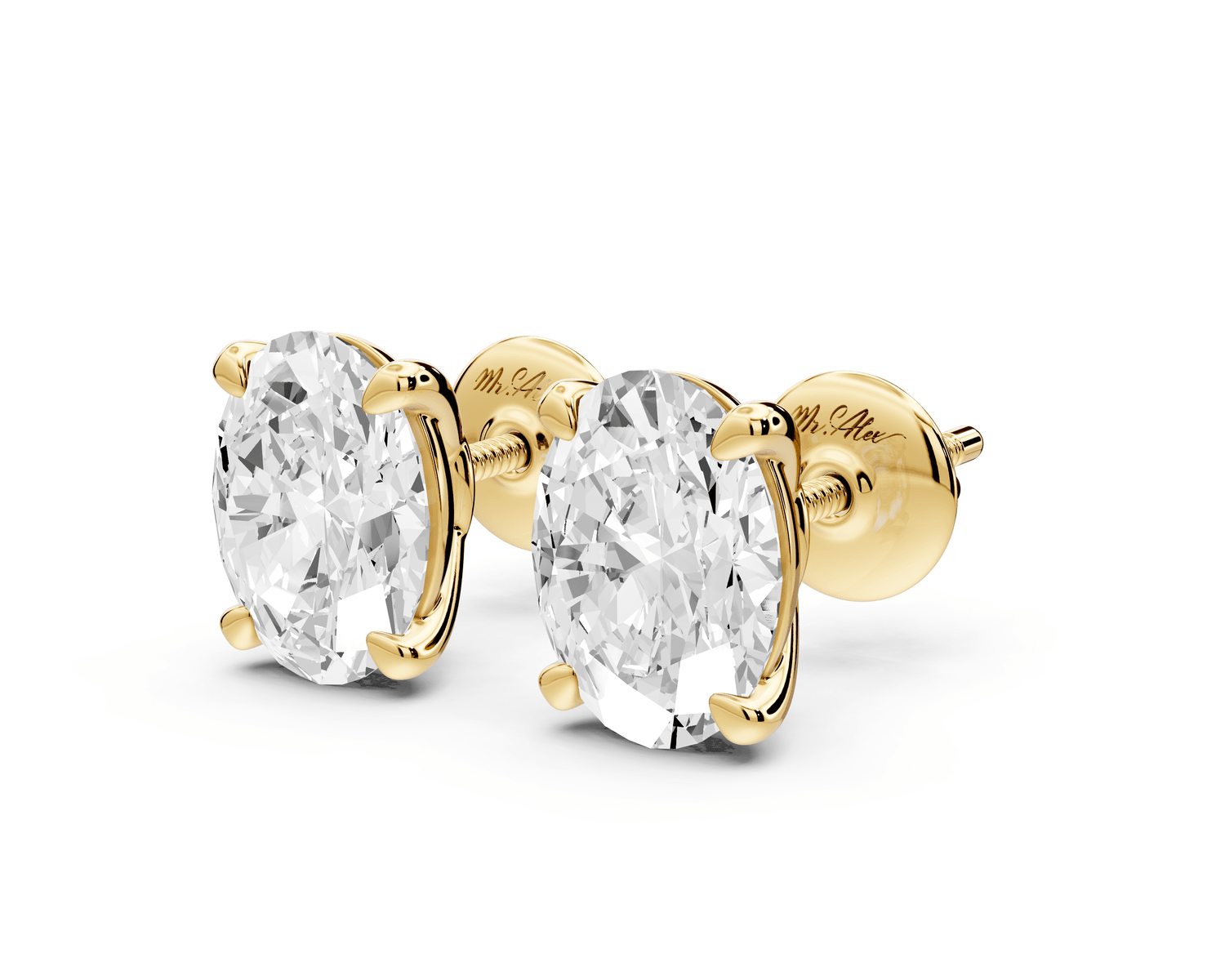 Este - 3ct 14k yellow gold Oval - Cut Diamond Stud Earrings - Mr. Alex Jewelry