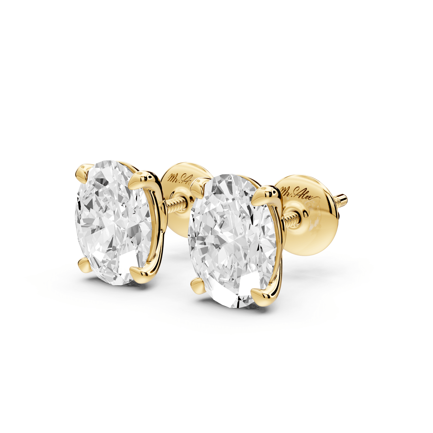 Este - 3ct 14k yellow gold Oval - Cut Diamond Stud Earrings - Mr. Alex Jewelry