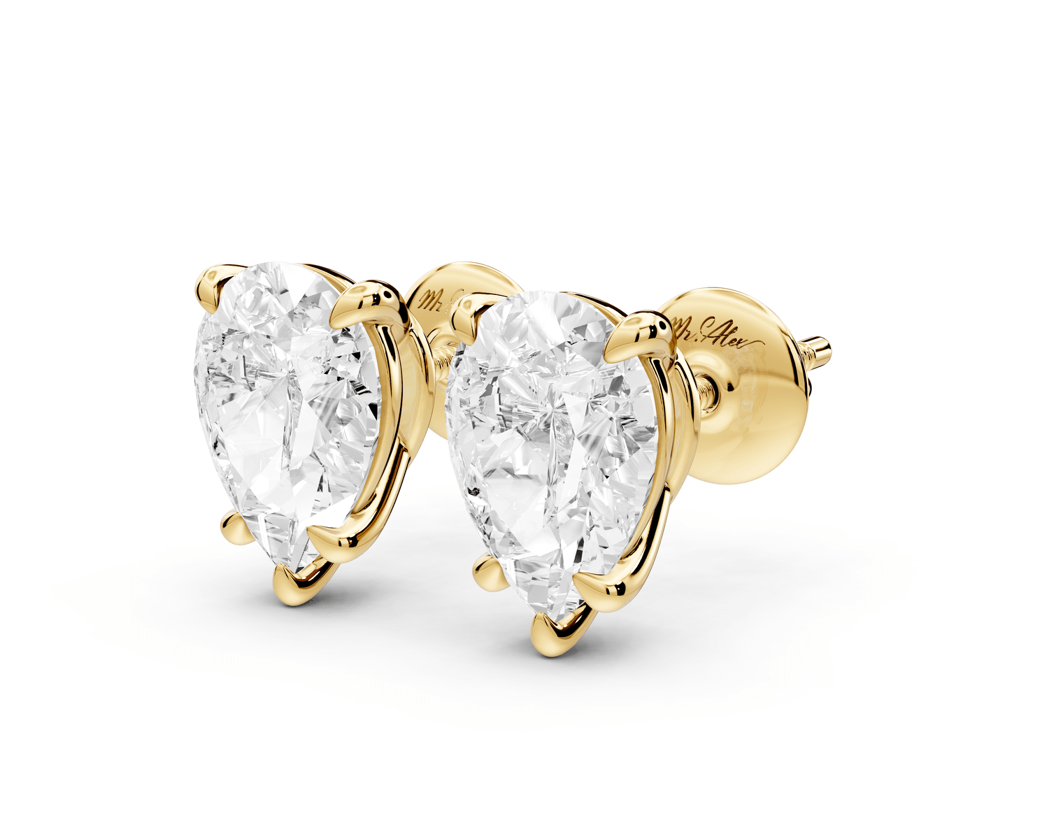 Este - 3ct 14k yellow gold Pear - Cut Diamond Stud Earrings - Mr. Alex Jewelry