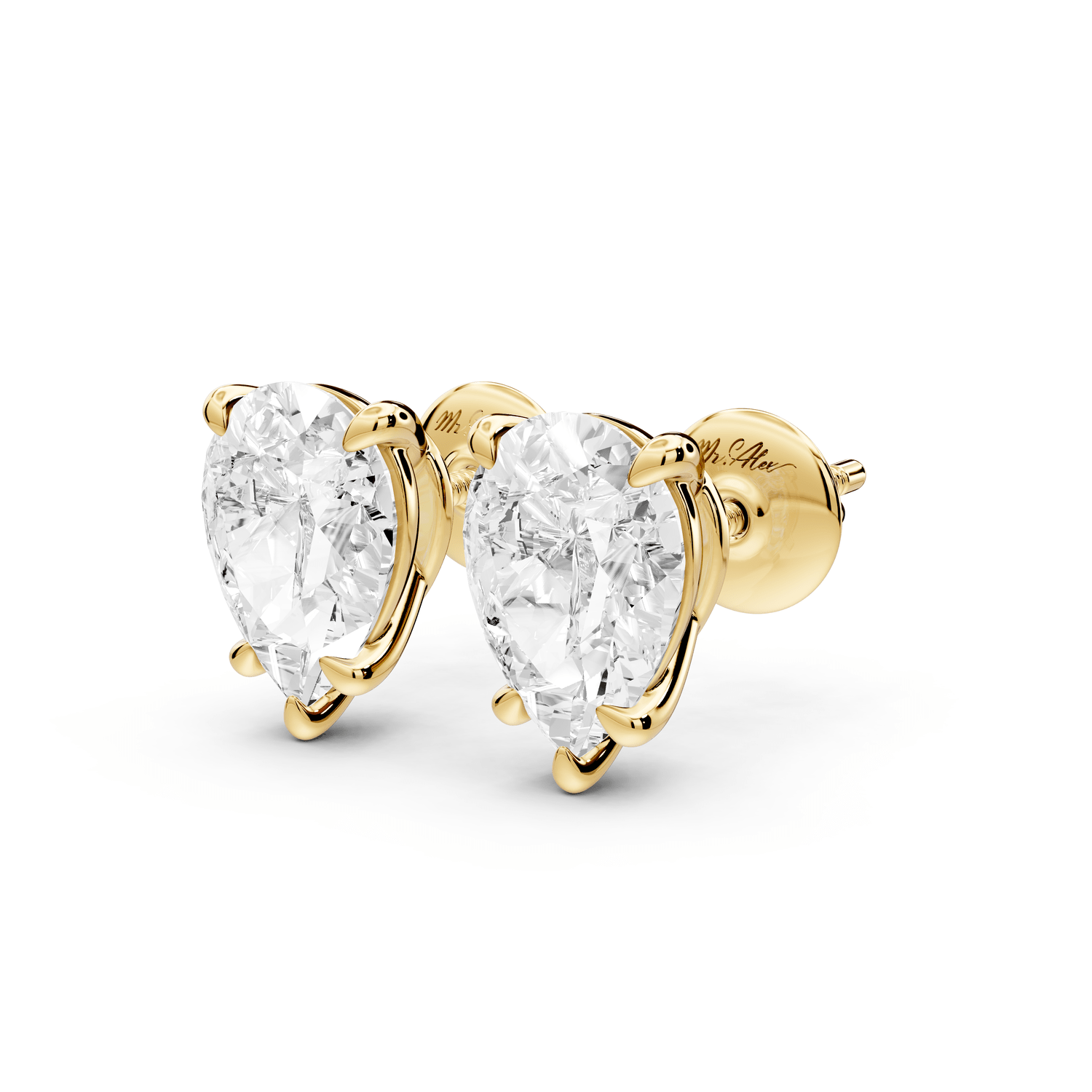 Este - 3ct 14k yellow gold Pear - Cut Diamond Stud Earrings - Mr. Alex Jewelry