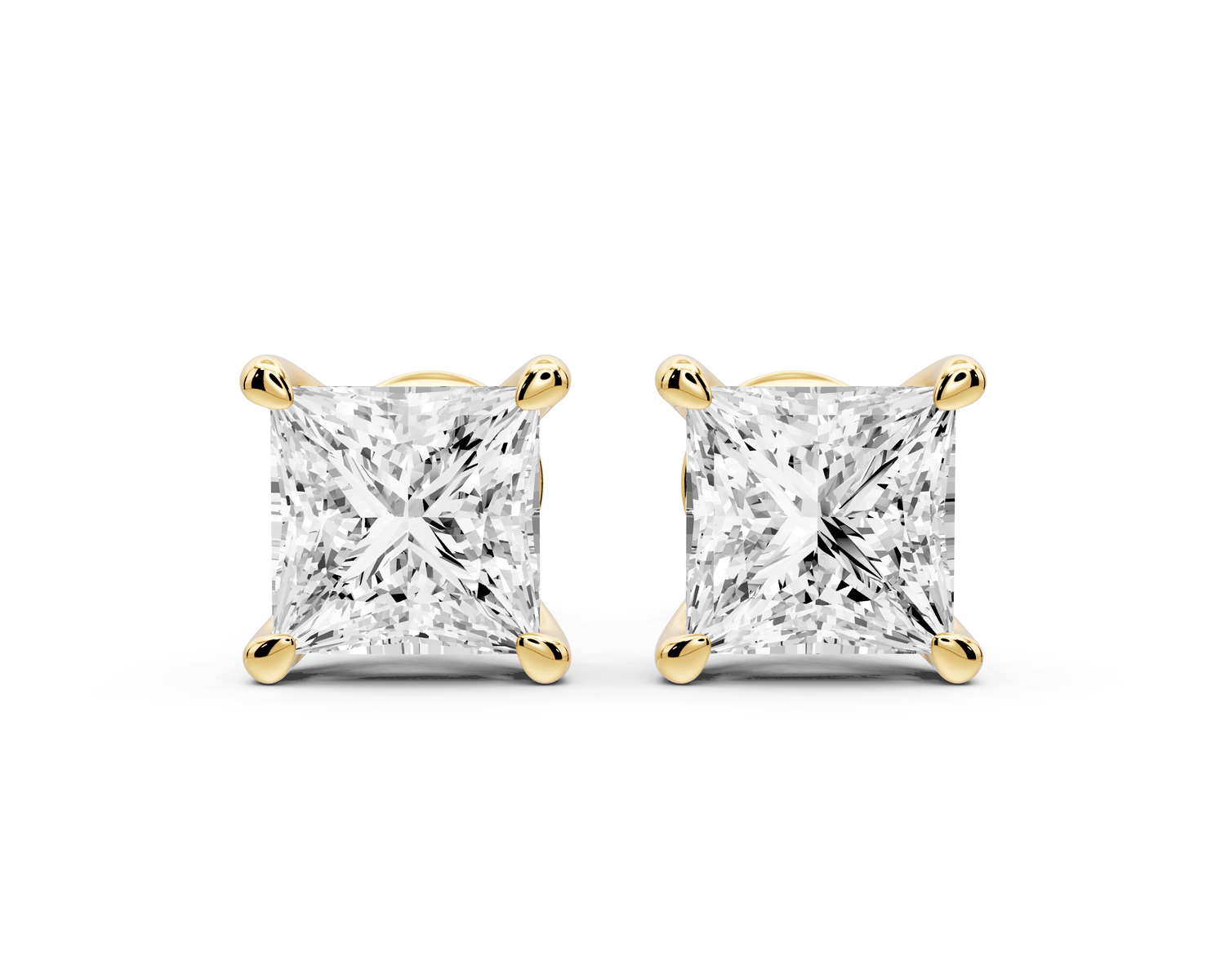 Este - 3ct 14k yellow gold Princess - Cut Diamond Stud Earrings - Mr. Alex Jewelry