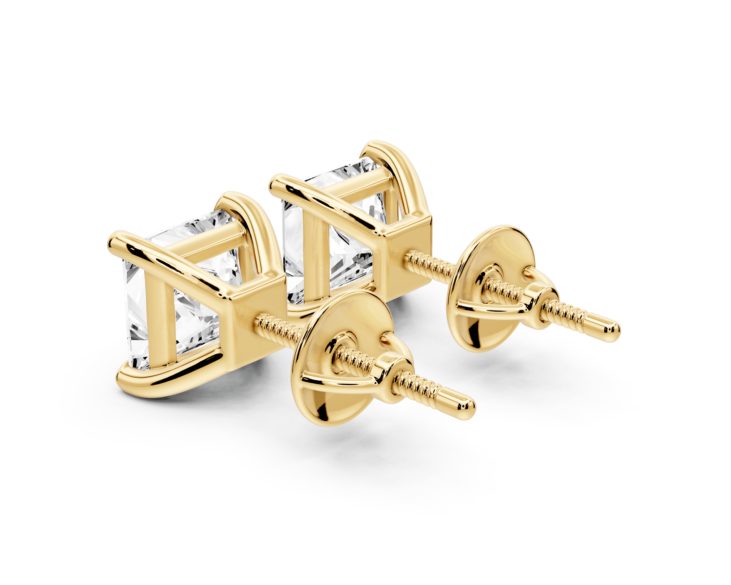 Este - 3ct 14k yellow gold Princess - Cut Diamond Stud Earrings - Mr. Alex Jewelry
