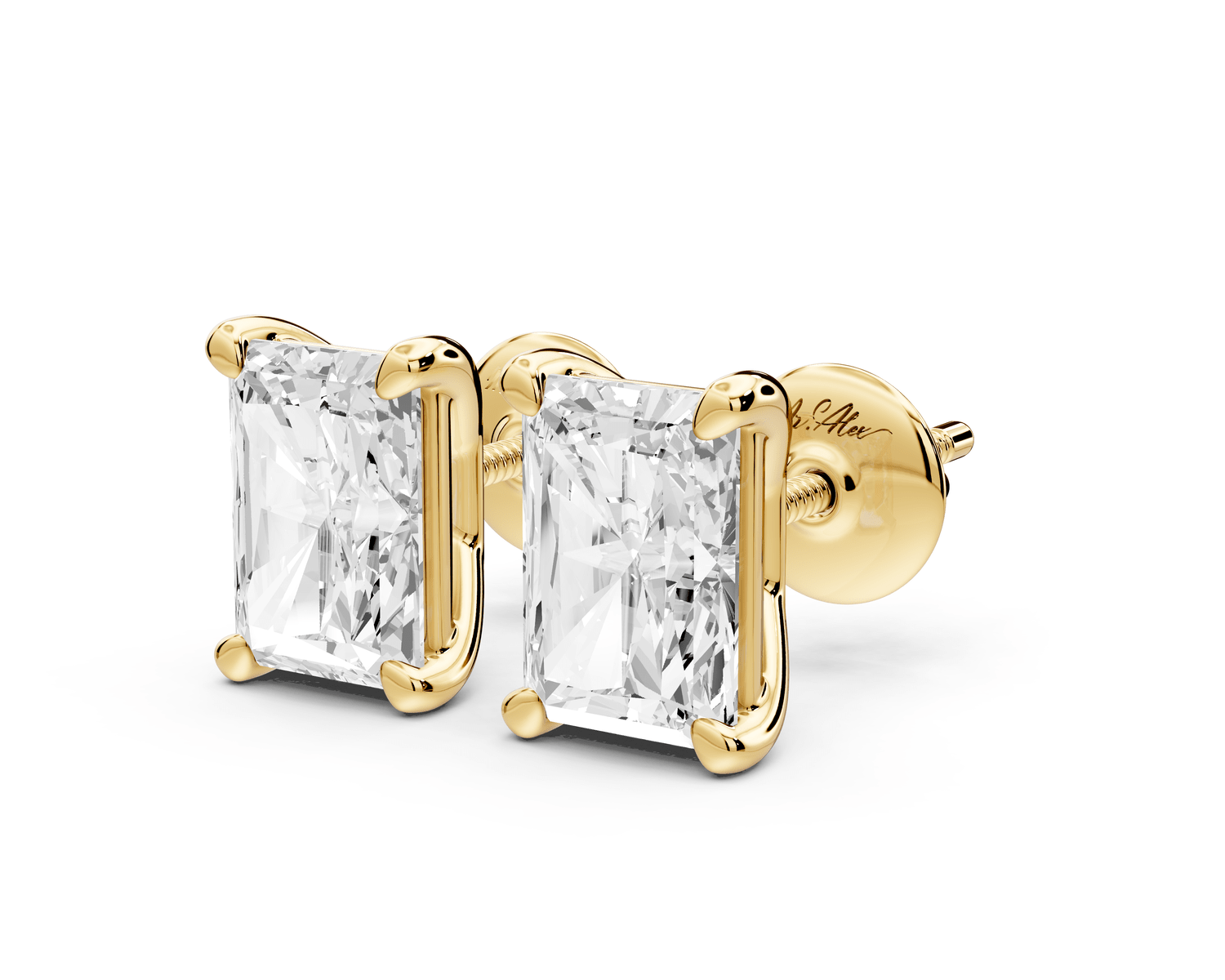 Este - 3ct 14k yellow gold Radiant - Cut Diamond Stud Earrings - Mr. Alex Jewelry