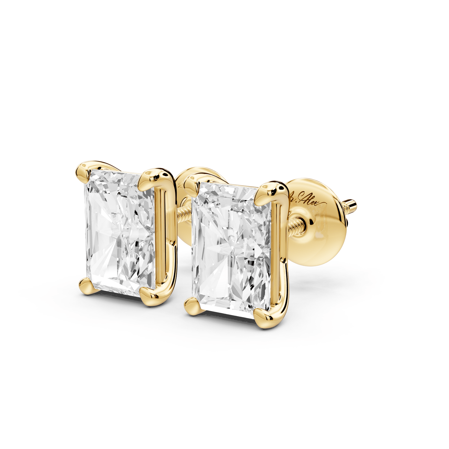 Este - 3ct 14k yellow gold Radiant - Cut Diamond Stud Earrings - Mr. Alex Jewelry