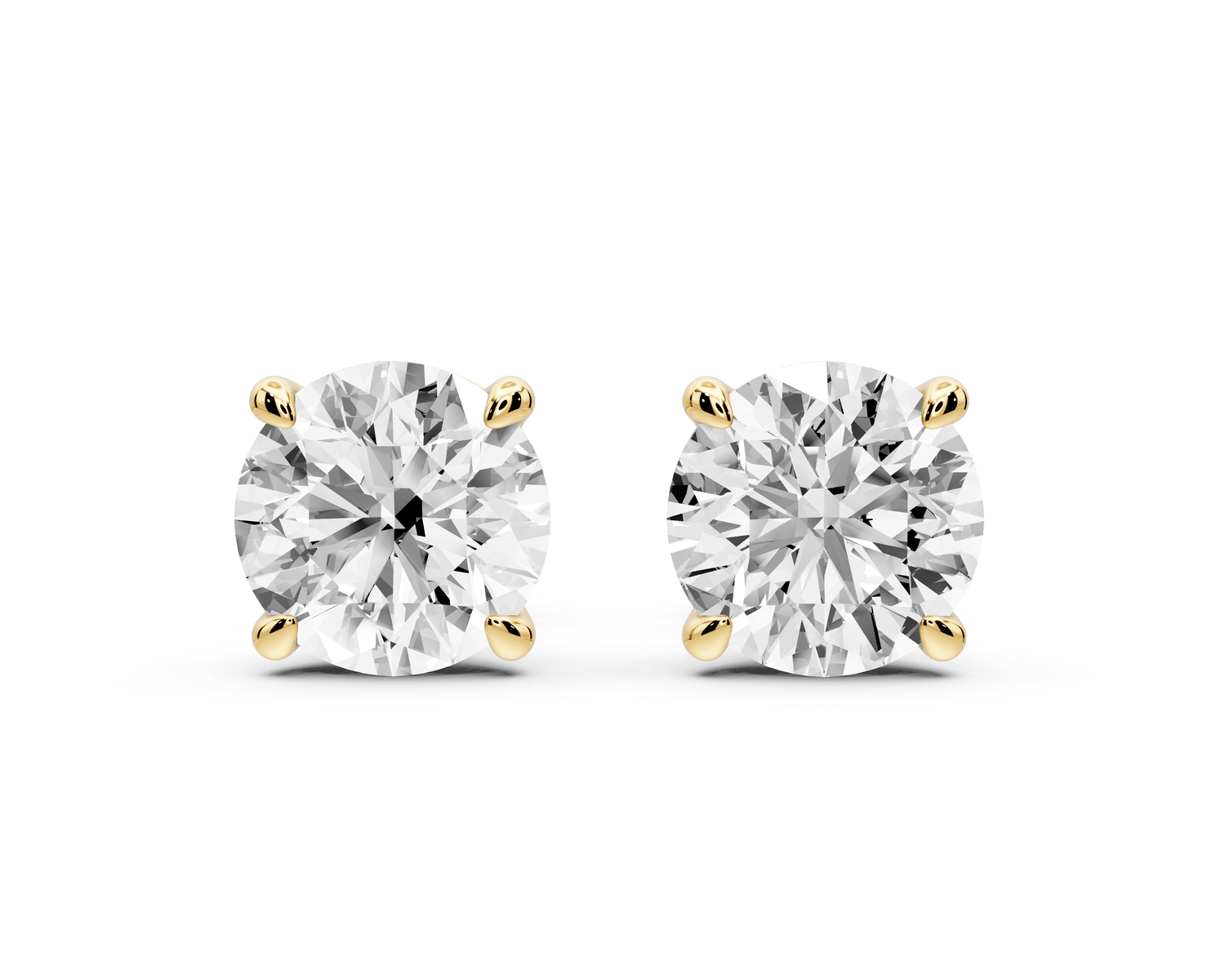 Este - 3ct 14k yellow gold Round - Cut Diamond Stud Earrings - Mr. Alex Jewelry