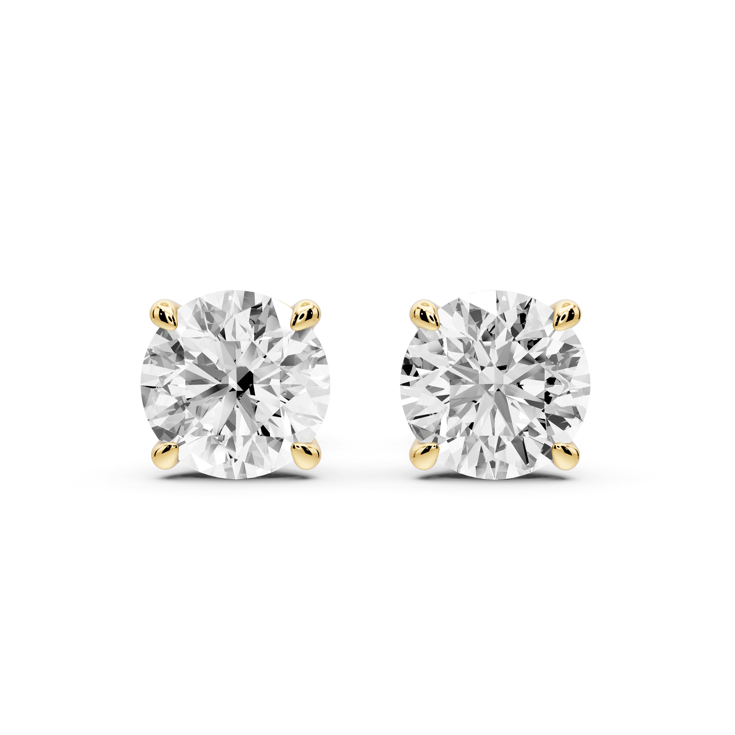 Este - 3ct 14k yellow gold Round - Cut Diamond Stud Earrings - Mr. Alex Jewelry