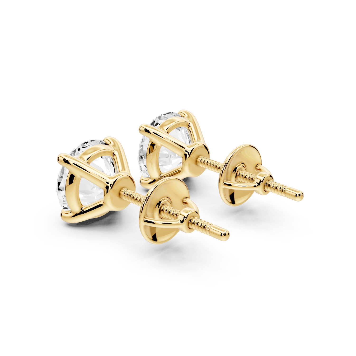 Este - 3ct 14k yellow gold Round - Cut Diamond Stud Earrings - Mr. Alex Jewelry