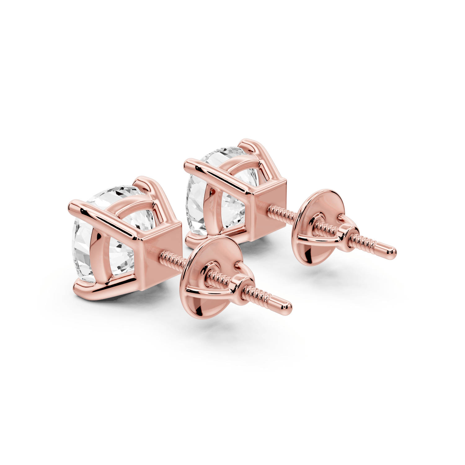 Este - 4ct 14k rose gold Cushion - Cut Diamond Stud Earrings - Mr. Alex Jewelry