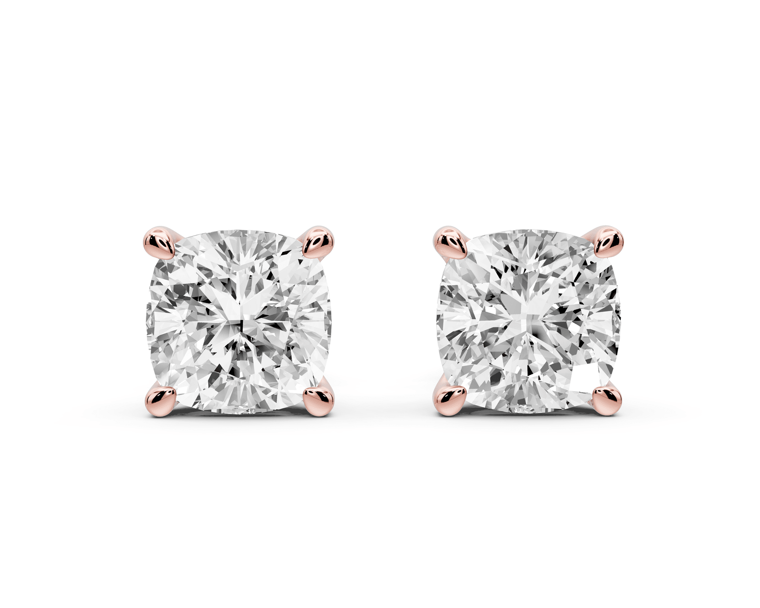 Este - 4ct 14k rose gold Cushion - Cut Diamond Stud Earrings - Mr. Alex Jewelry