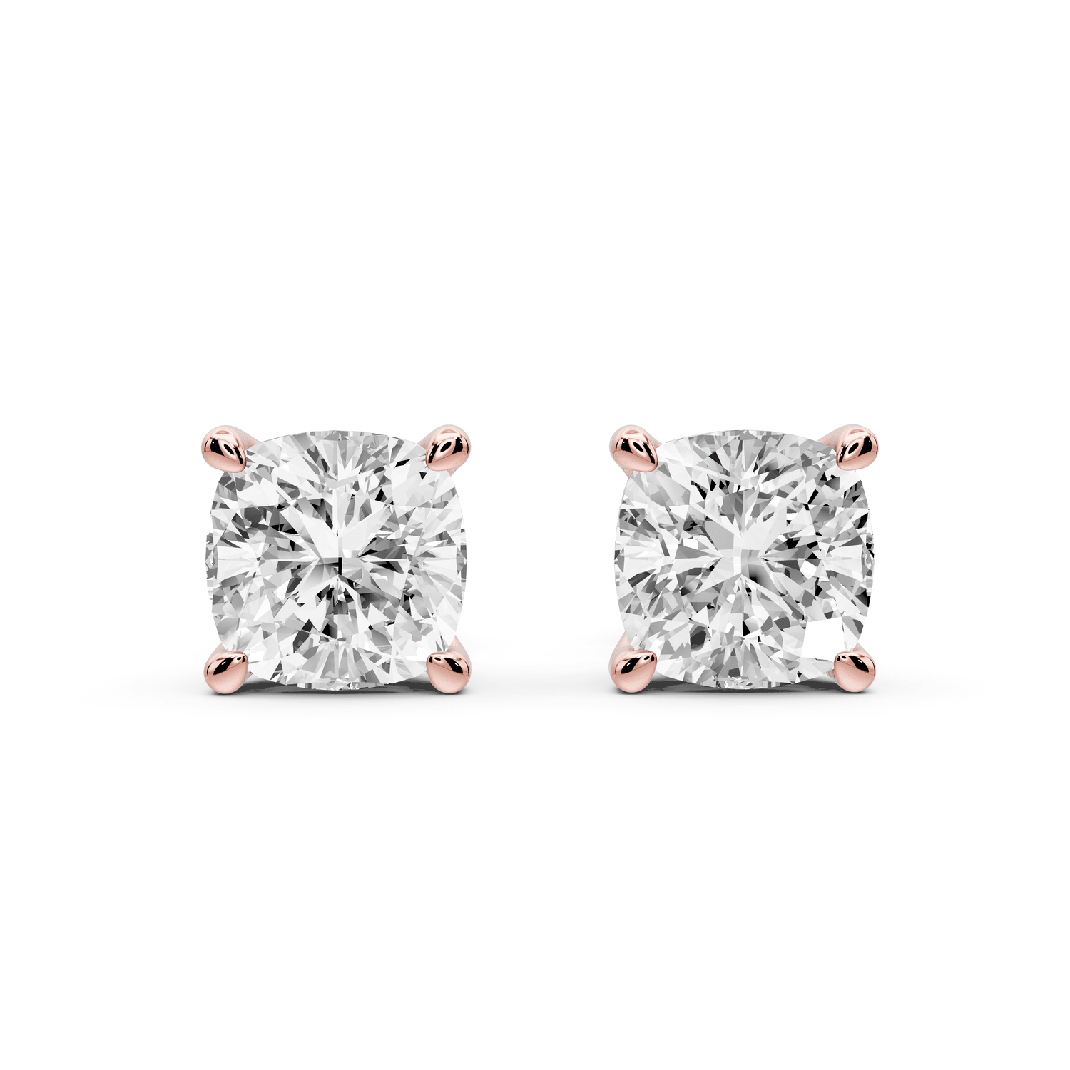 Este - 4ct 14k rose gold Cushion - Cut Diamond Stud Earrings - Mr. Alex Jewelry