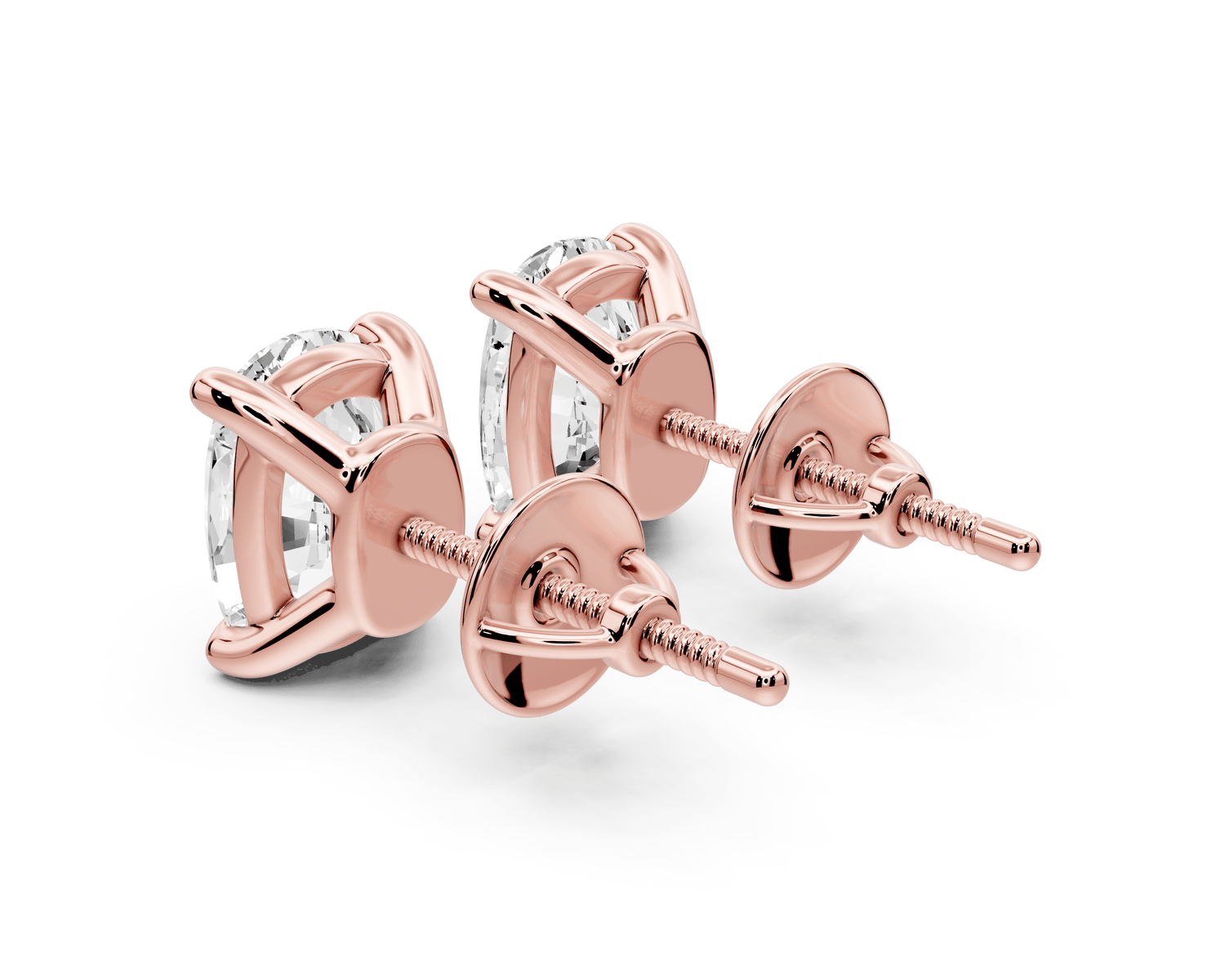 Este - 4ct 14k rose gold Elgcushion - Cut Diamond Stud Earrings - Mr. Alex Jewelry