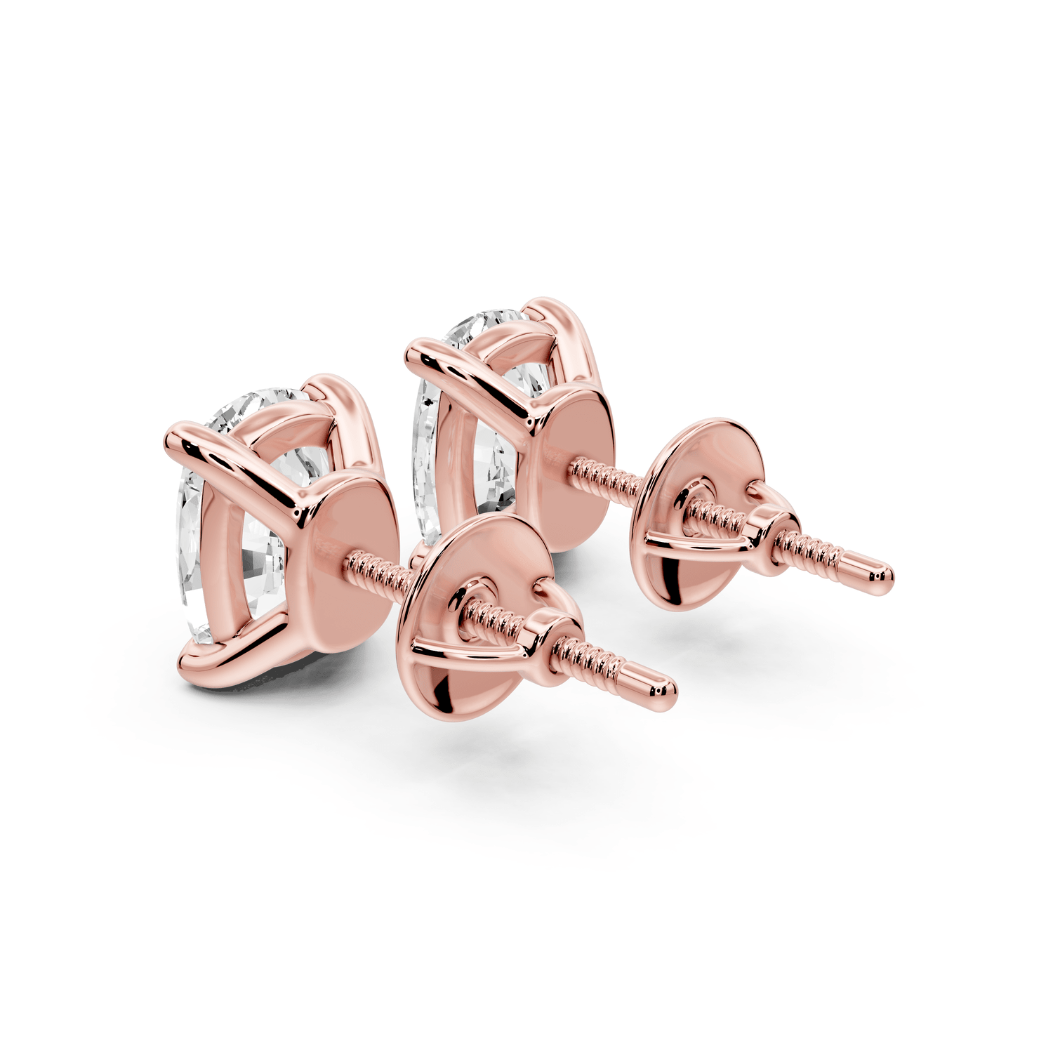 Este - 4ct 14k rose gold Elgcushion - Cut Diamond Stud Earrings - Mr. Alex Jewelry