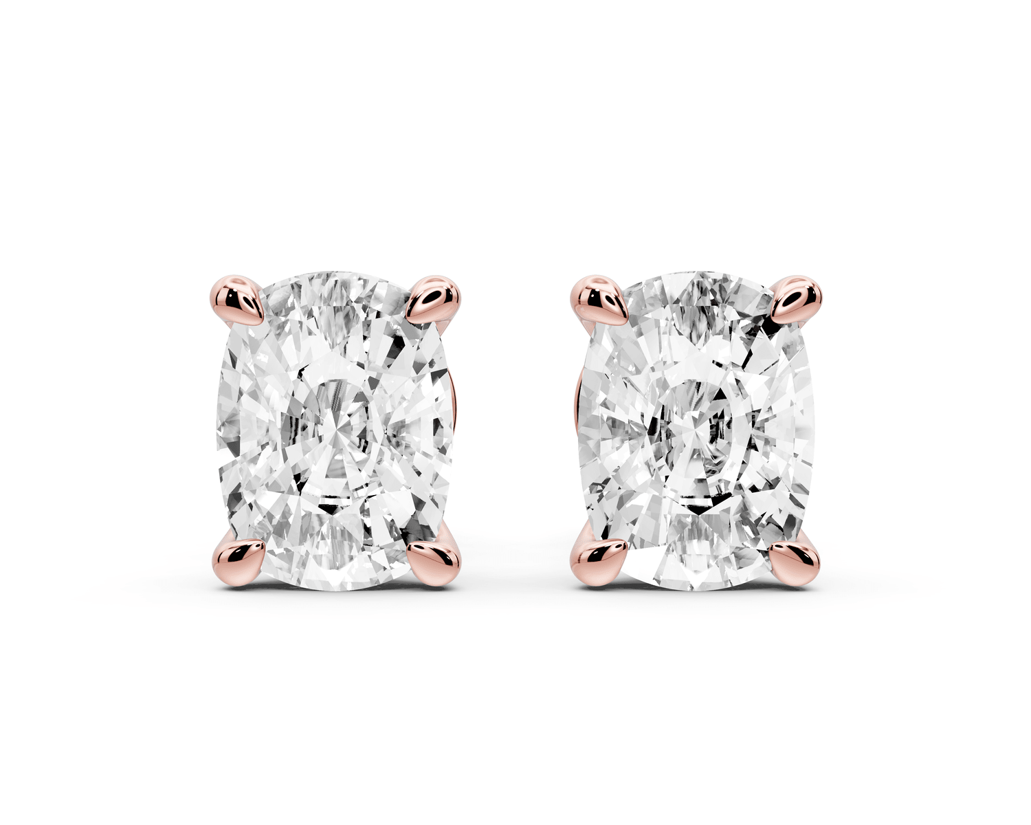 Este - 4ct 14k rose gold Elgcushion - Cut Diamond Stud Earrings - Mr. Alex Jewelry