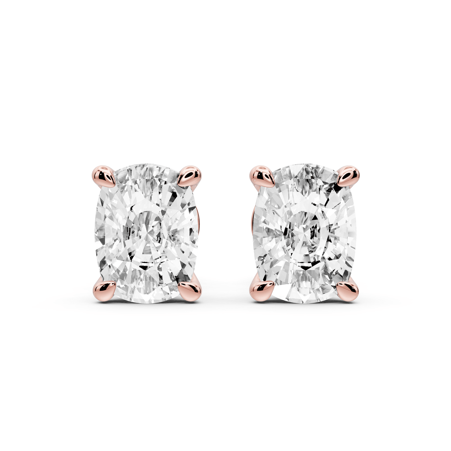 Este - 4ct 14k rose gold Elgcushion - Cut Diamond Stud Earrings - Mr. Alex Jewelry