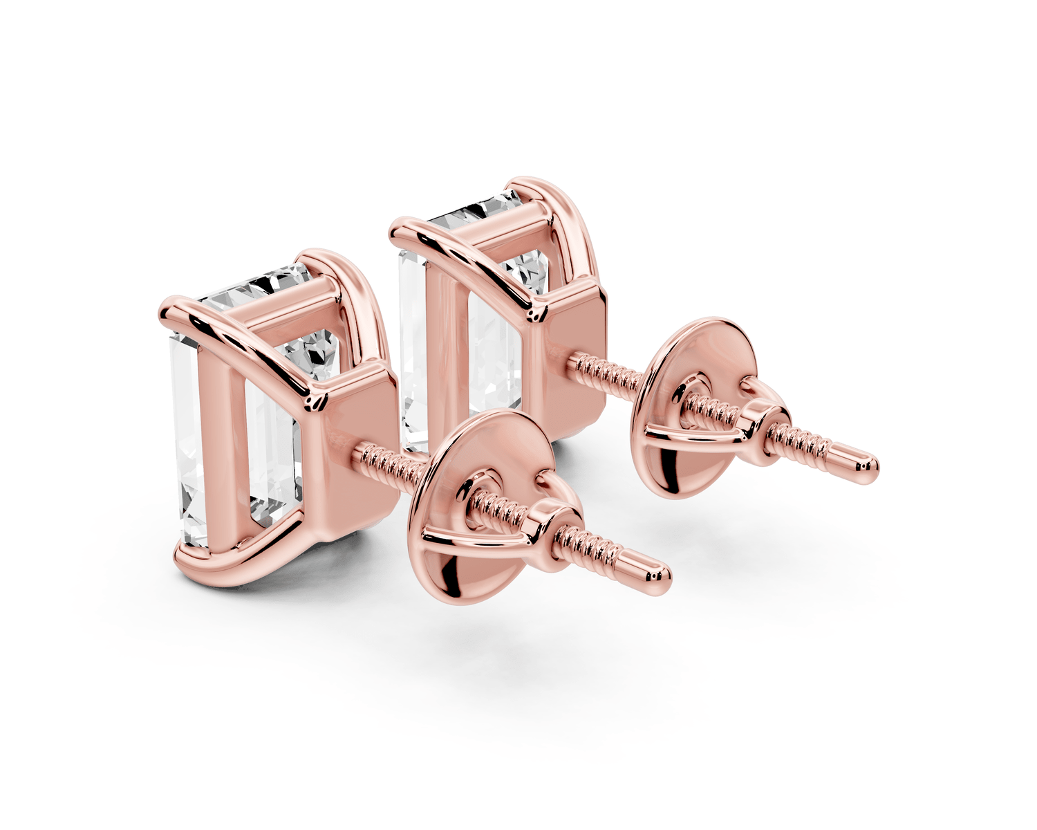 Este - 4ct 14k rose gold Emerald - Cut Diamond Stud Earrings - Mr. Alex Jewelry