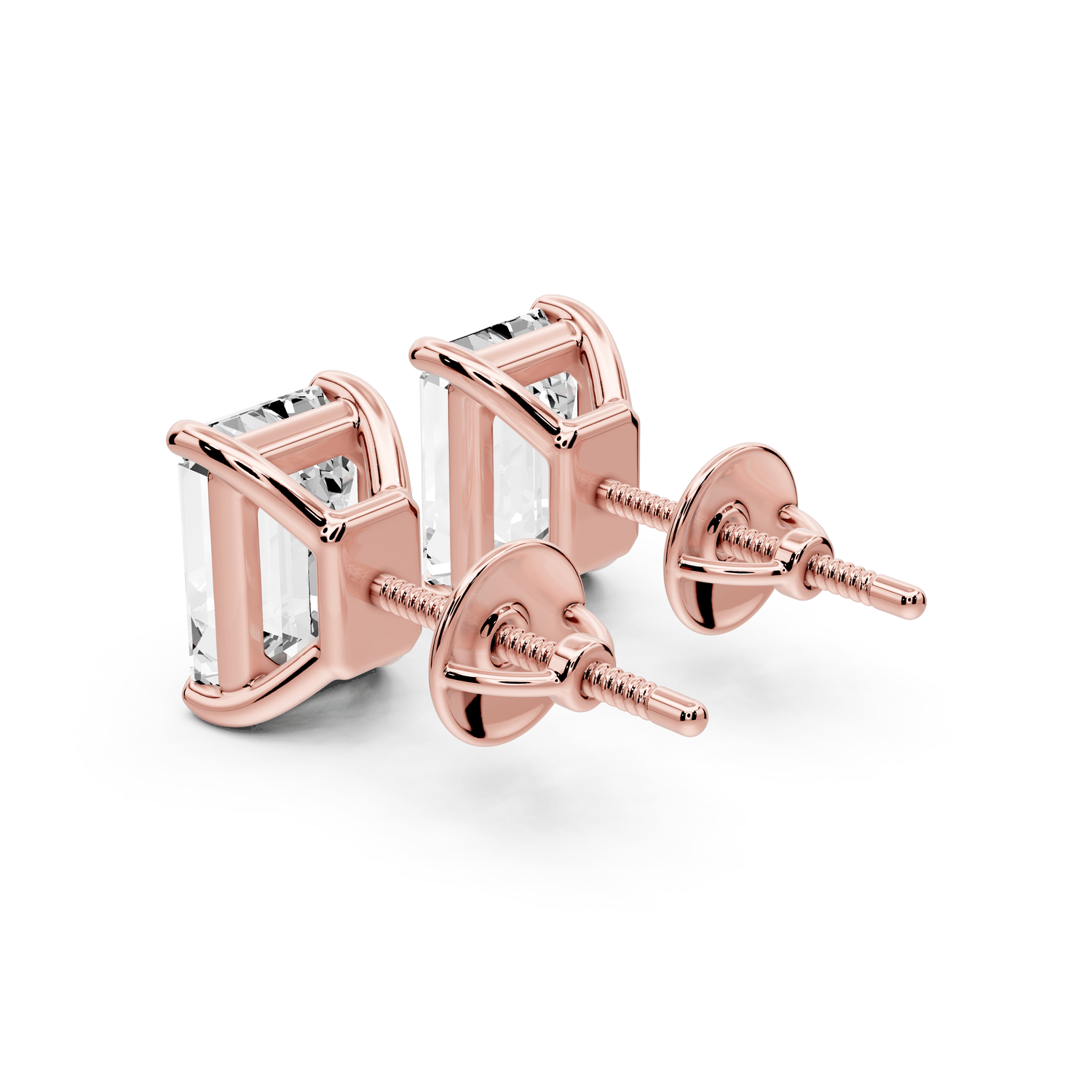 Este - 4ct 14k rose gold Emerald - Cut Diamond Stud Earrings - Mr. Alex Jewelry