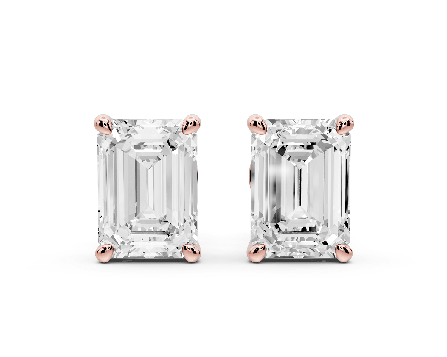 Este - 4ct 14k rose gold Emerald - Cut Diamond Stud Earrings - Mr. Alex Jewelry