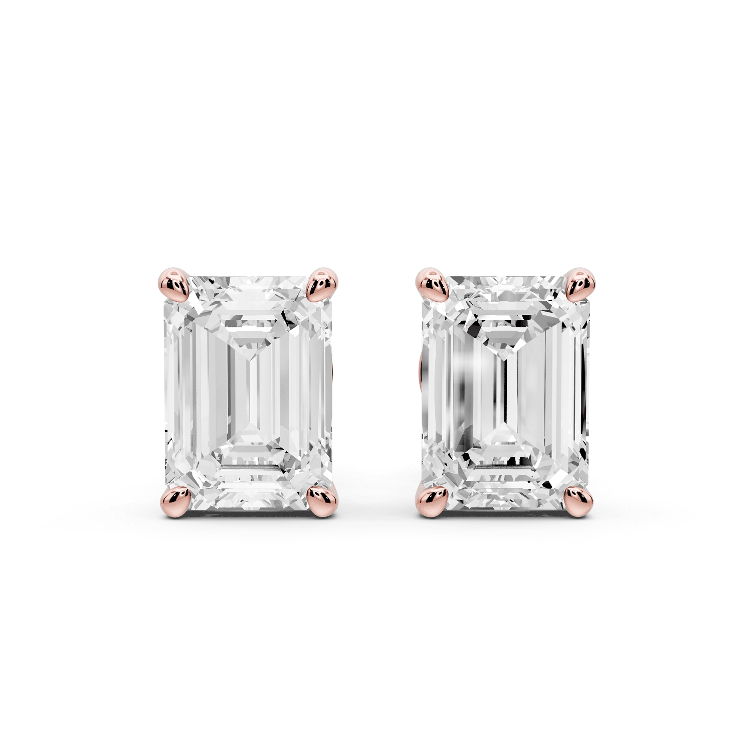 Este - 4ct 14k rose gold Emerald - Cut Diamond Stud Earrings - Mr. Alex Jewelry
