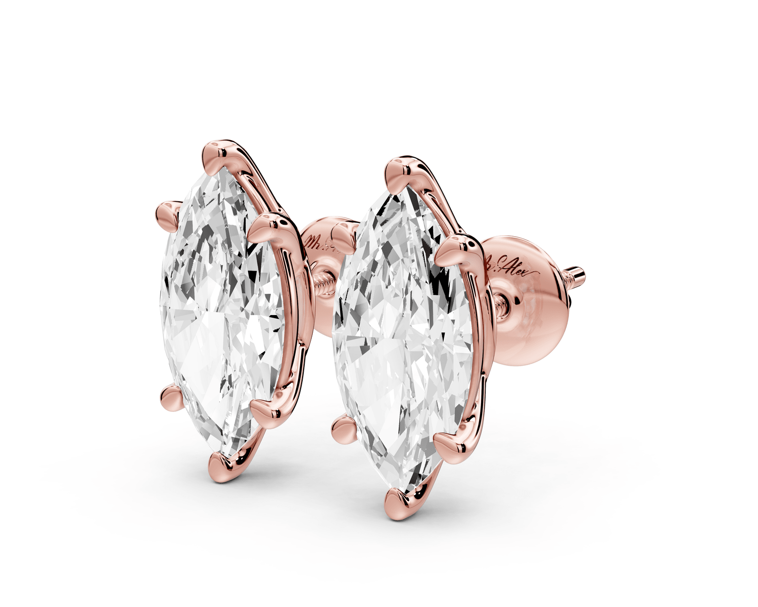 Este - 4ct 14k rose gold Marquise - Cut Diamond Stud Earrings - Mr. Alex Jewelry