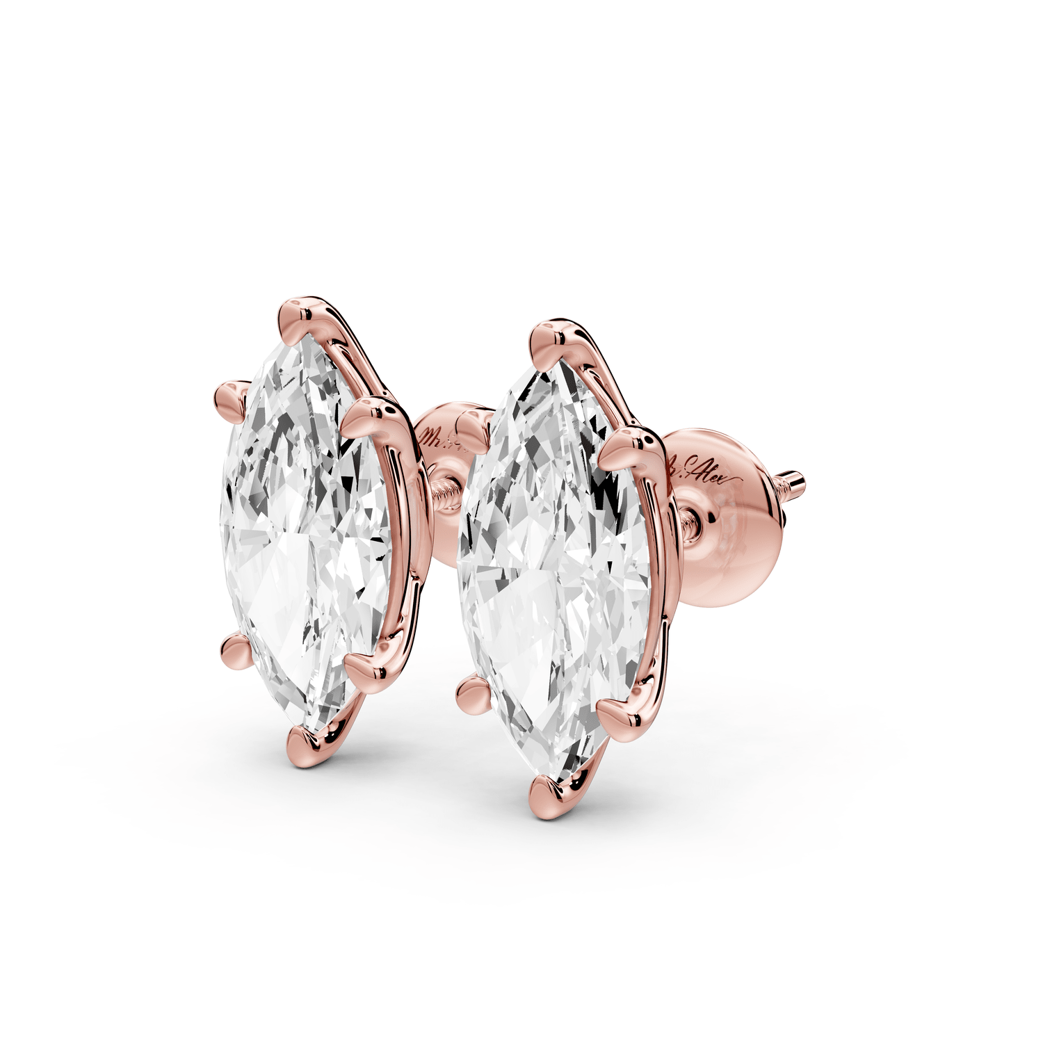 Este - 4ct 14k rose gold Marquise - Cut Diamond Stud Earrings - Mr. Alex Jewelry