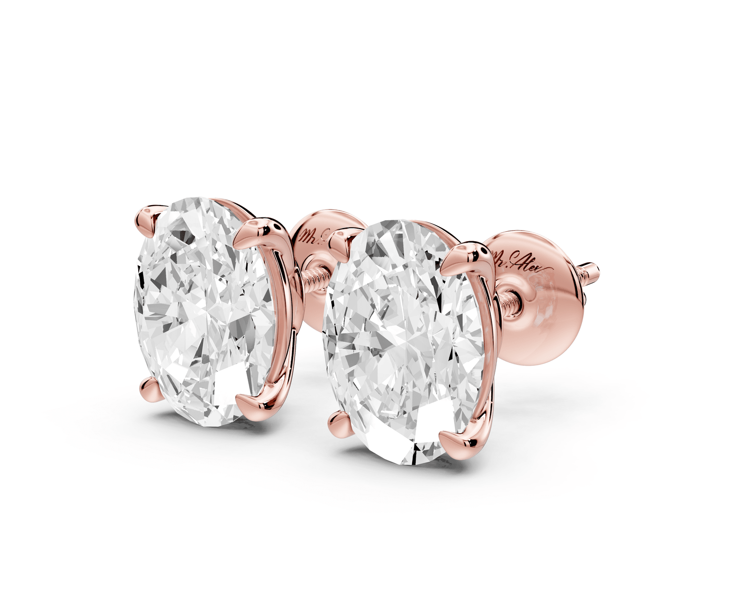 Este - 4ct 14k rose gold Oval - Cut Diamond Stud Earrings - Mr. Alex Jewelry