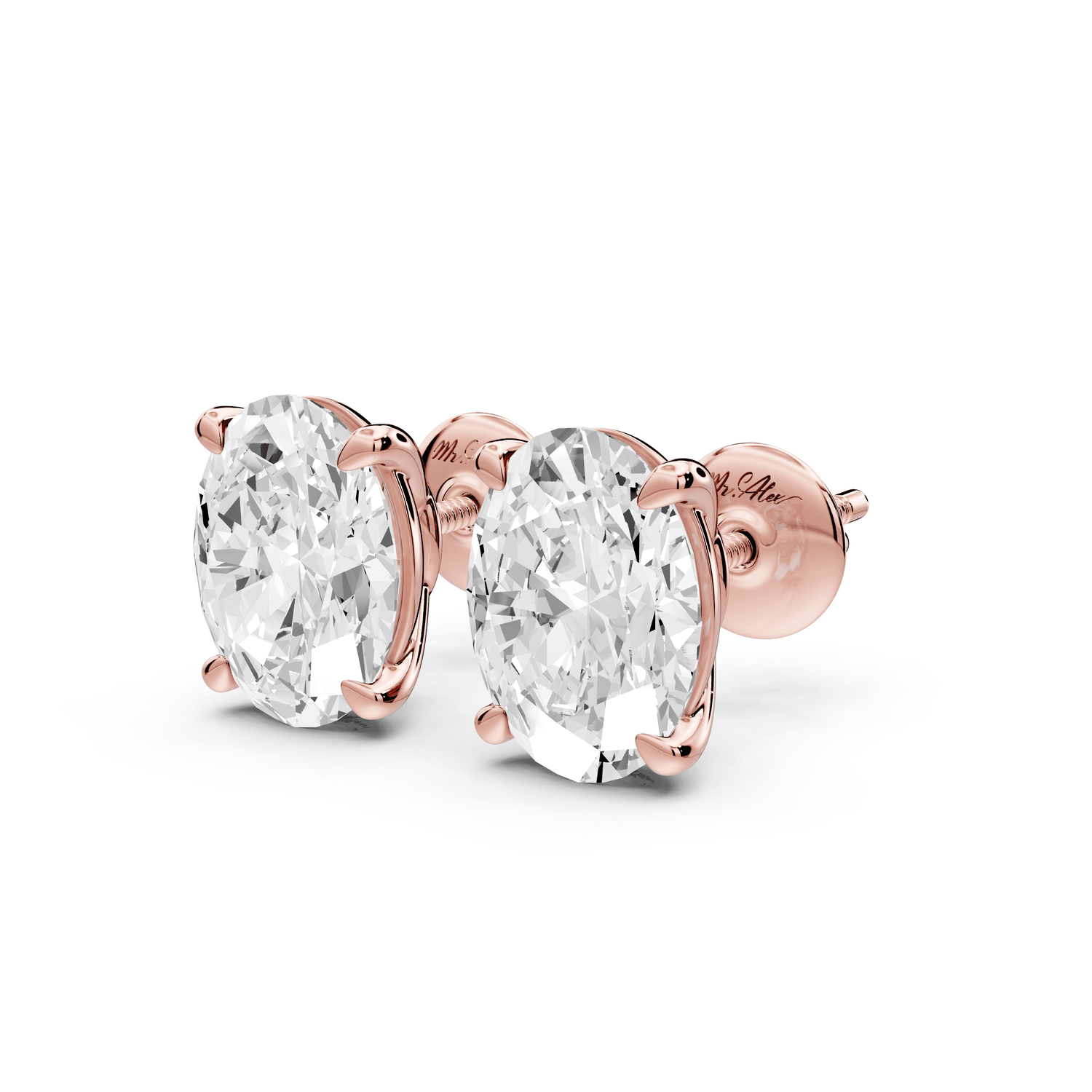 Este - 4ct 14k rose gold Oval - Cut Diamond Stud Earrings - Mr. Alex Jewelry