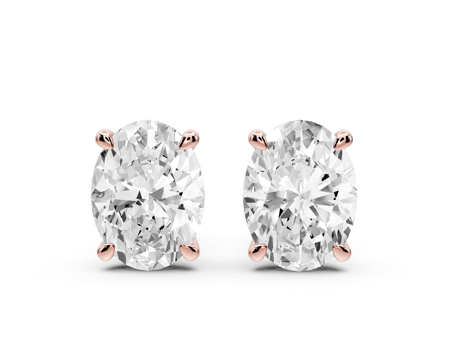 Este - 4ct 14k rose gold Oval - Cut Diamond Stud Earrings - Mr. Alex Jewelry
