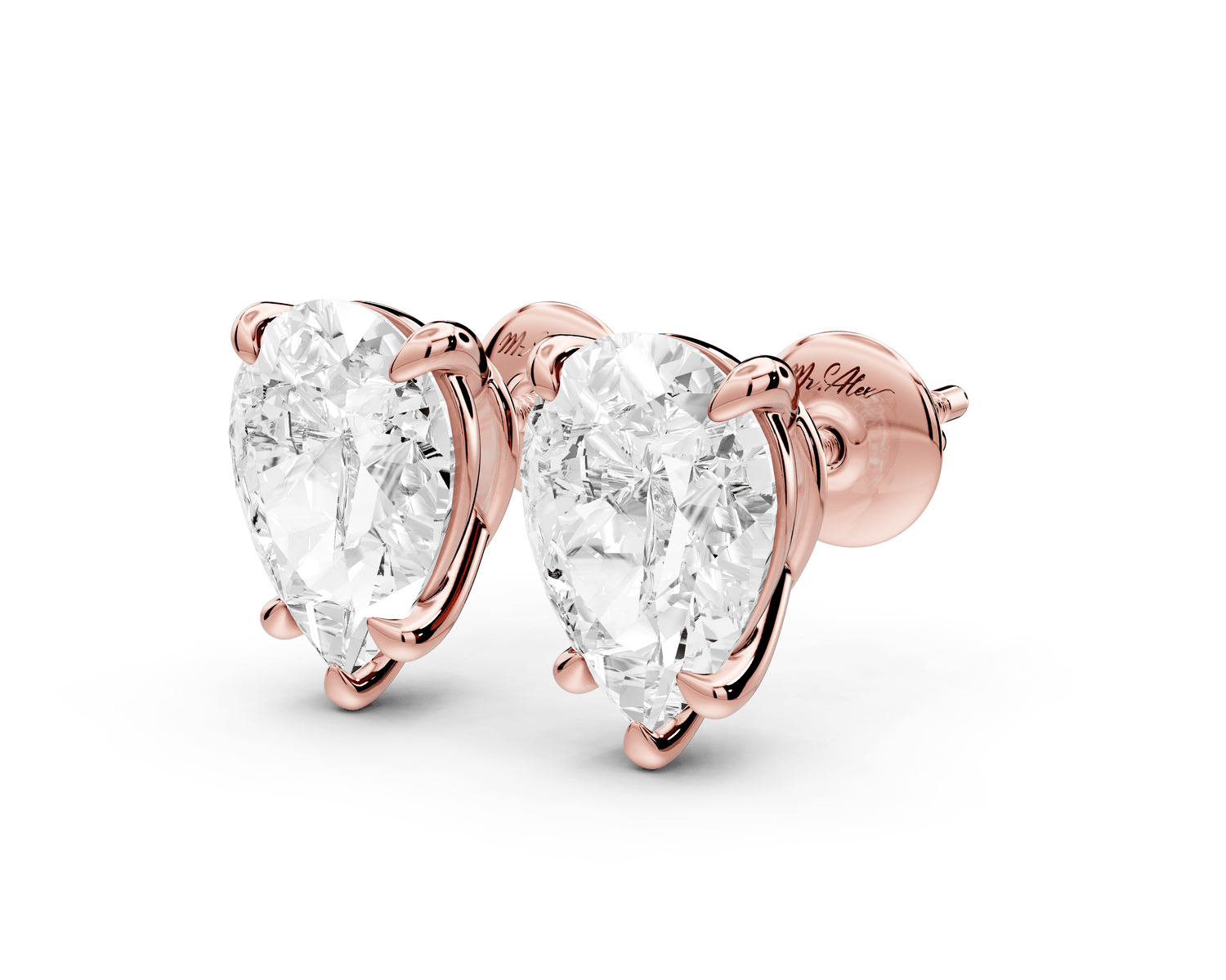 Este - 4ct 14k rose gold Pear - Cut Diamond Stud Earrings - Mr. Alex Jewelry