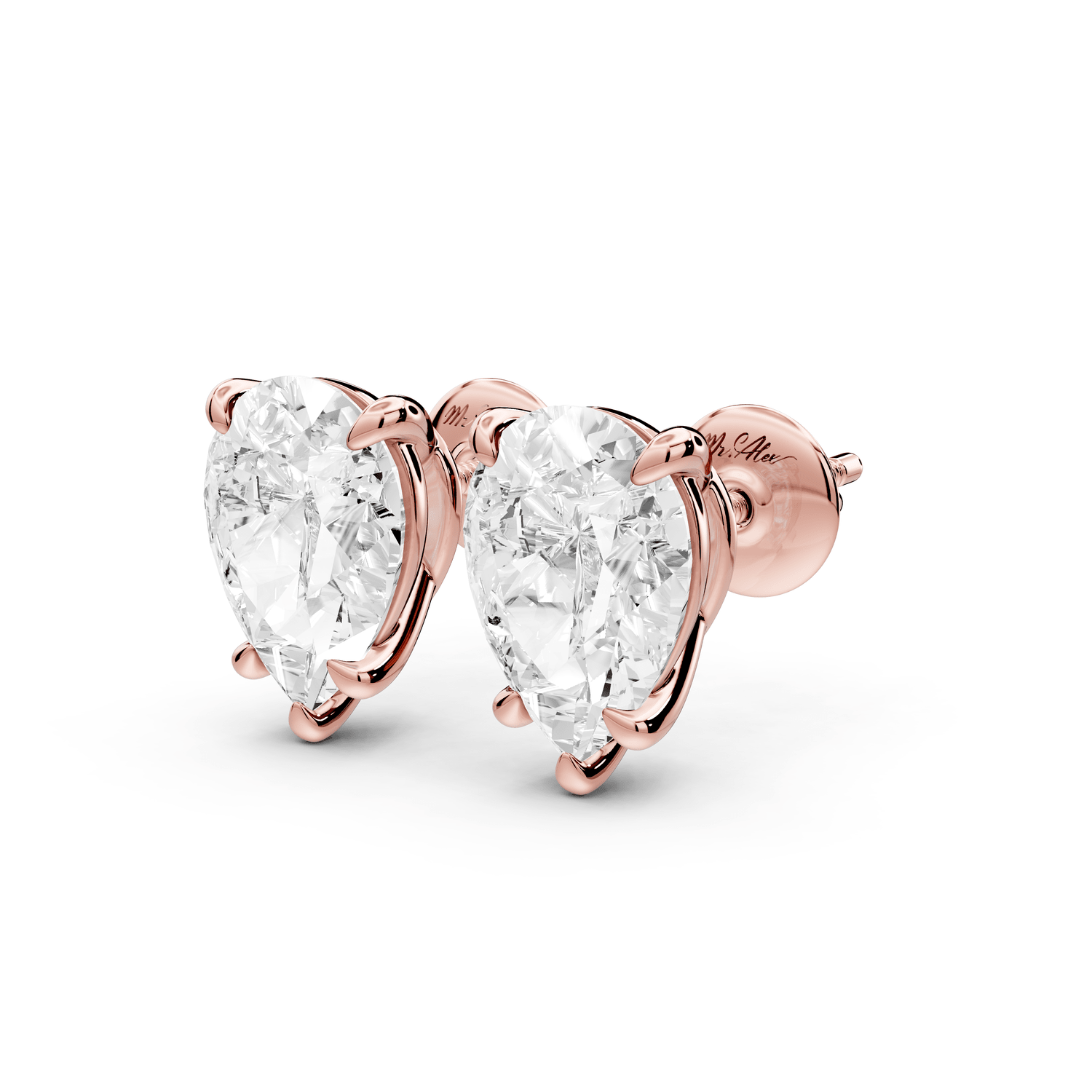 Este - 4ct 14k rose gold Pear - Cut Diamond Stud Earrings - Mr. Alex Jewelry