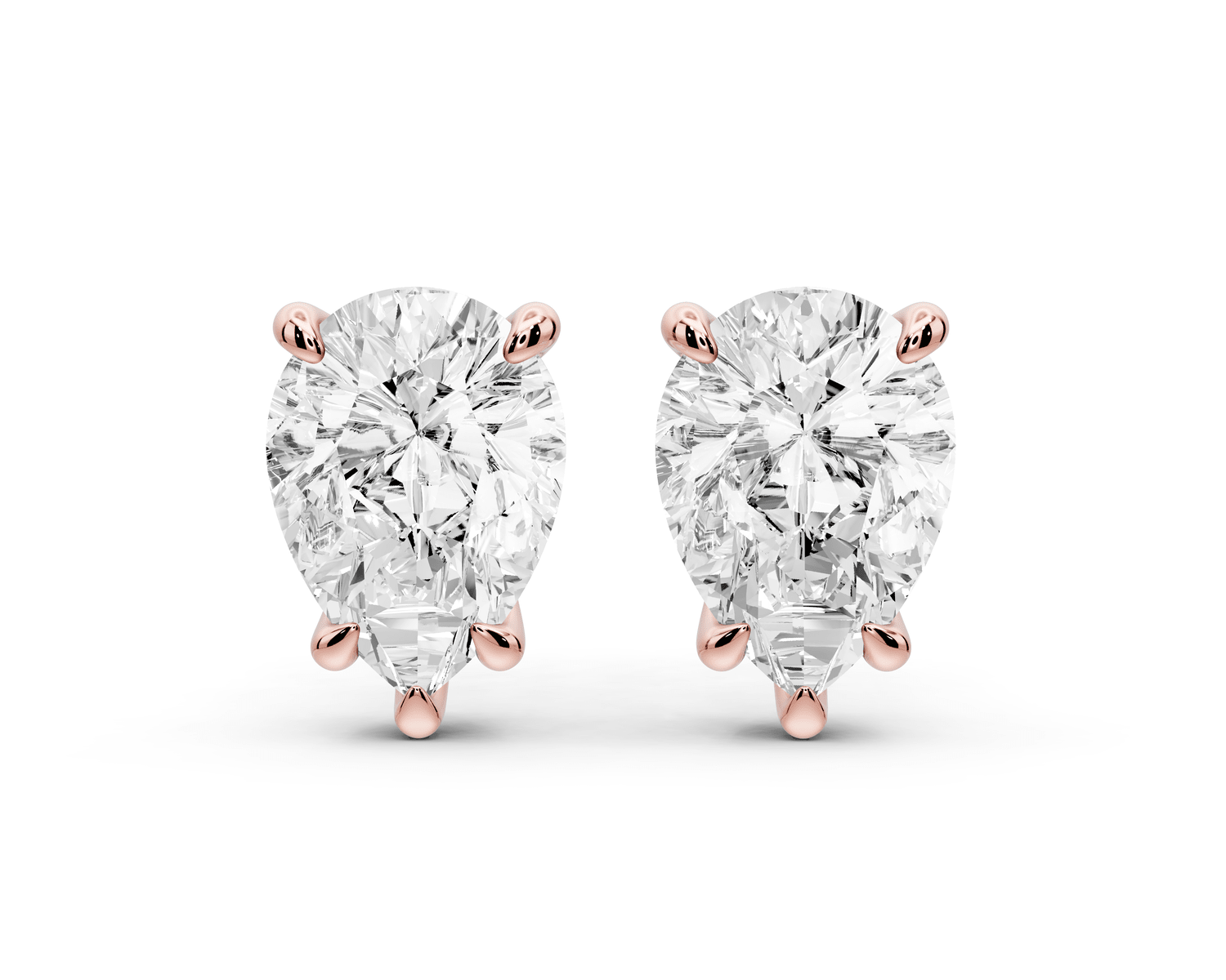 Este - 4ct 14k rose gold Pear - Cut Diamond Stud Earrings - Mr. Alex Jewelry