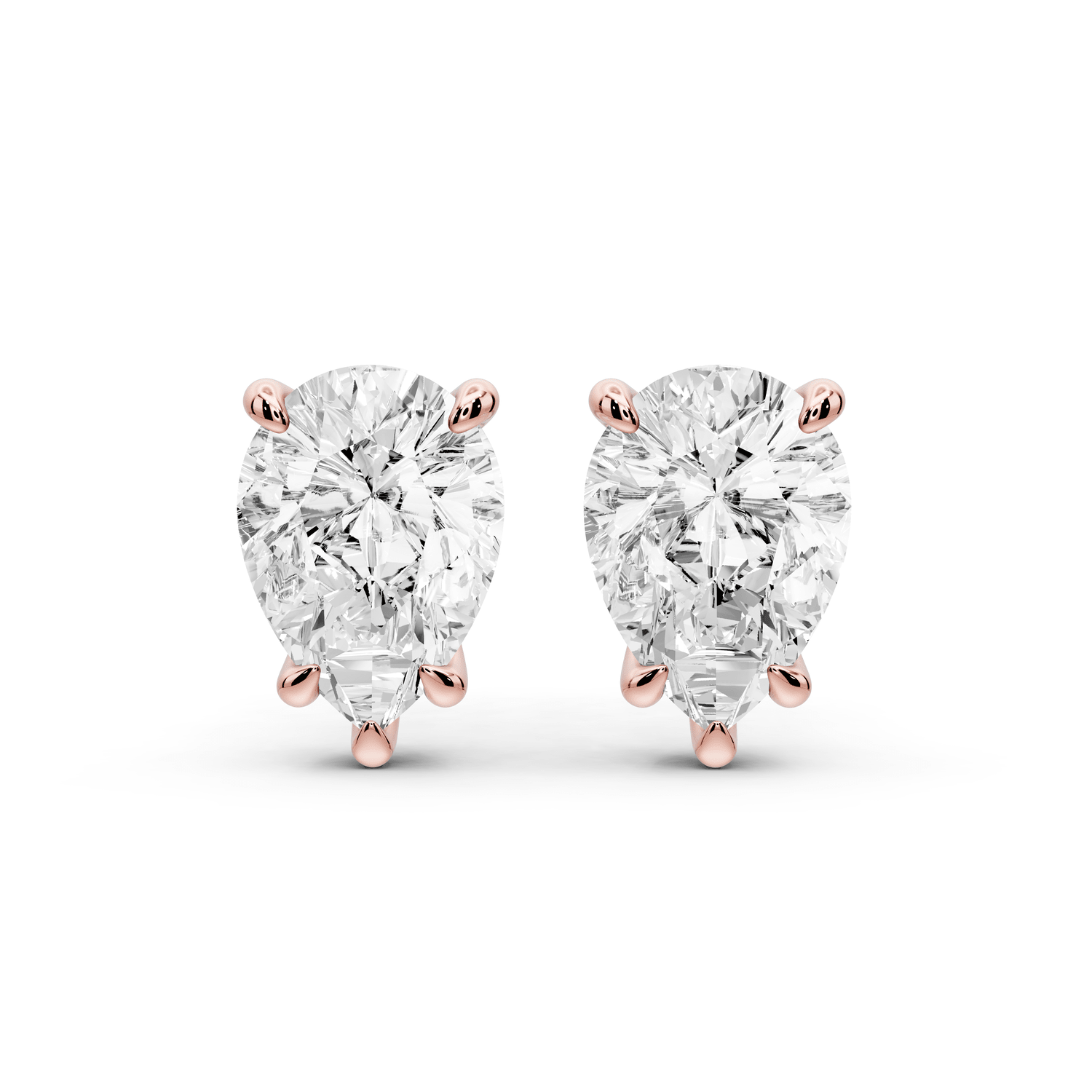 Este - 4ct 14k rose gold Pear - Cut Diamond Stud Earrings - Mr. Alex Jewelry