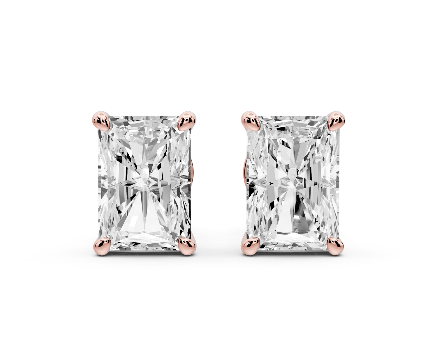 Este - 4ct 14k rose gold Radiant - Cut Diamond Stud Earrings - Mr. Alex Jewelry