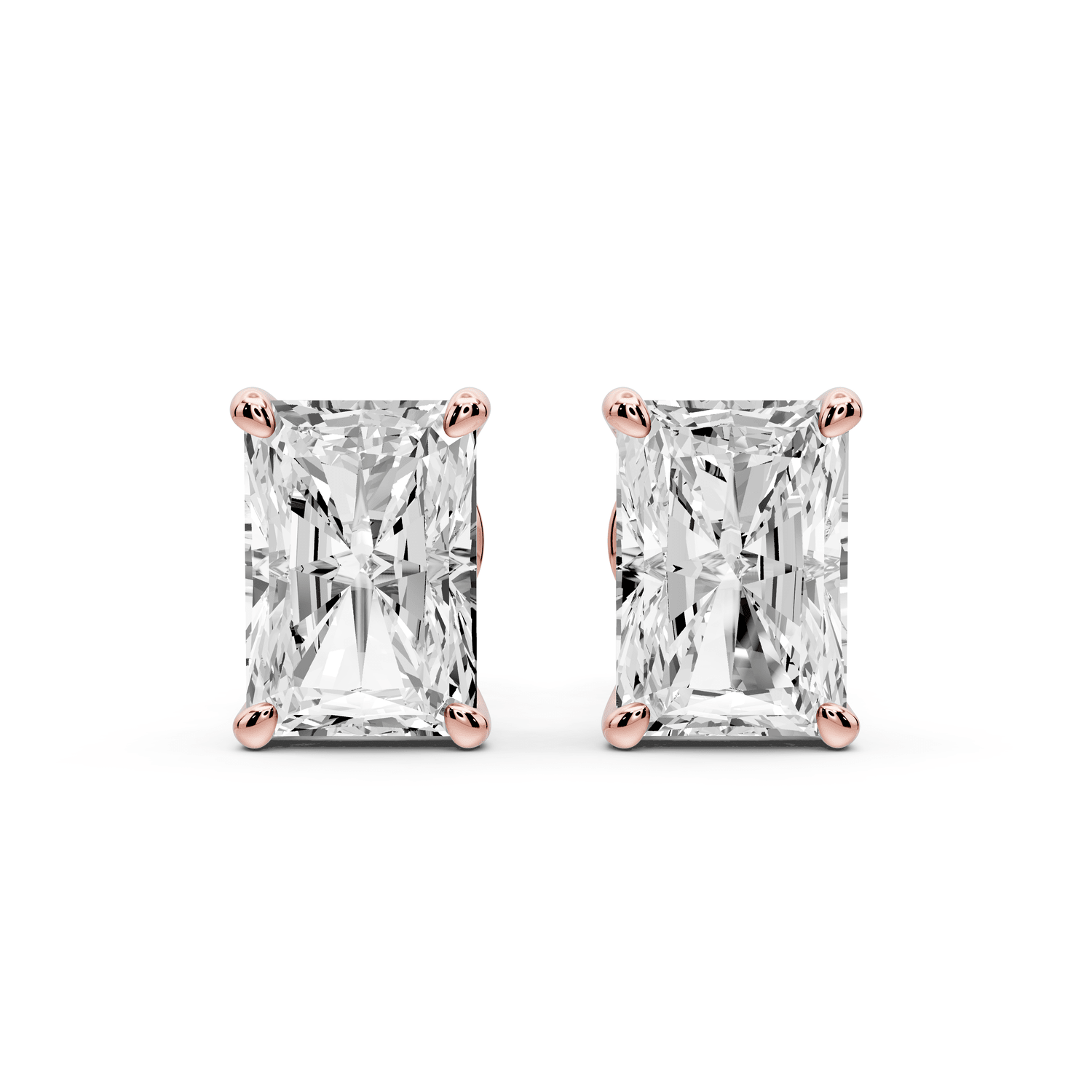 Este - 4ct 14k rose gold Radiant - Cut Diamond Stud Earrings - Mr. Alex Jewelry
