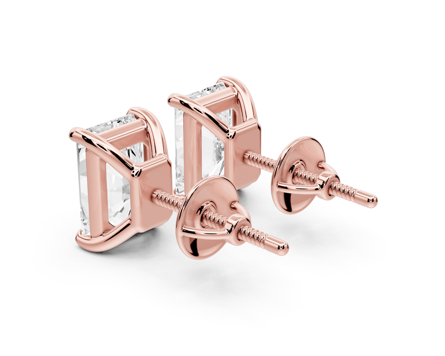 Este - 4ct 14k rose gold Radiant - Cut Diamond Stud Earrings - Mr. Alex Jewelry